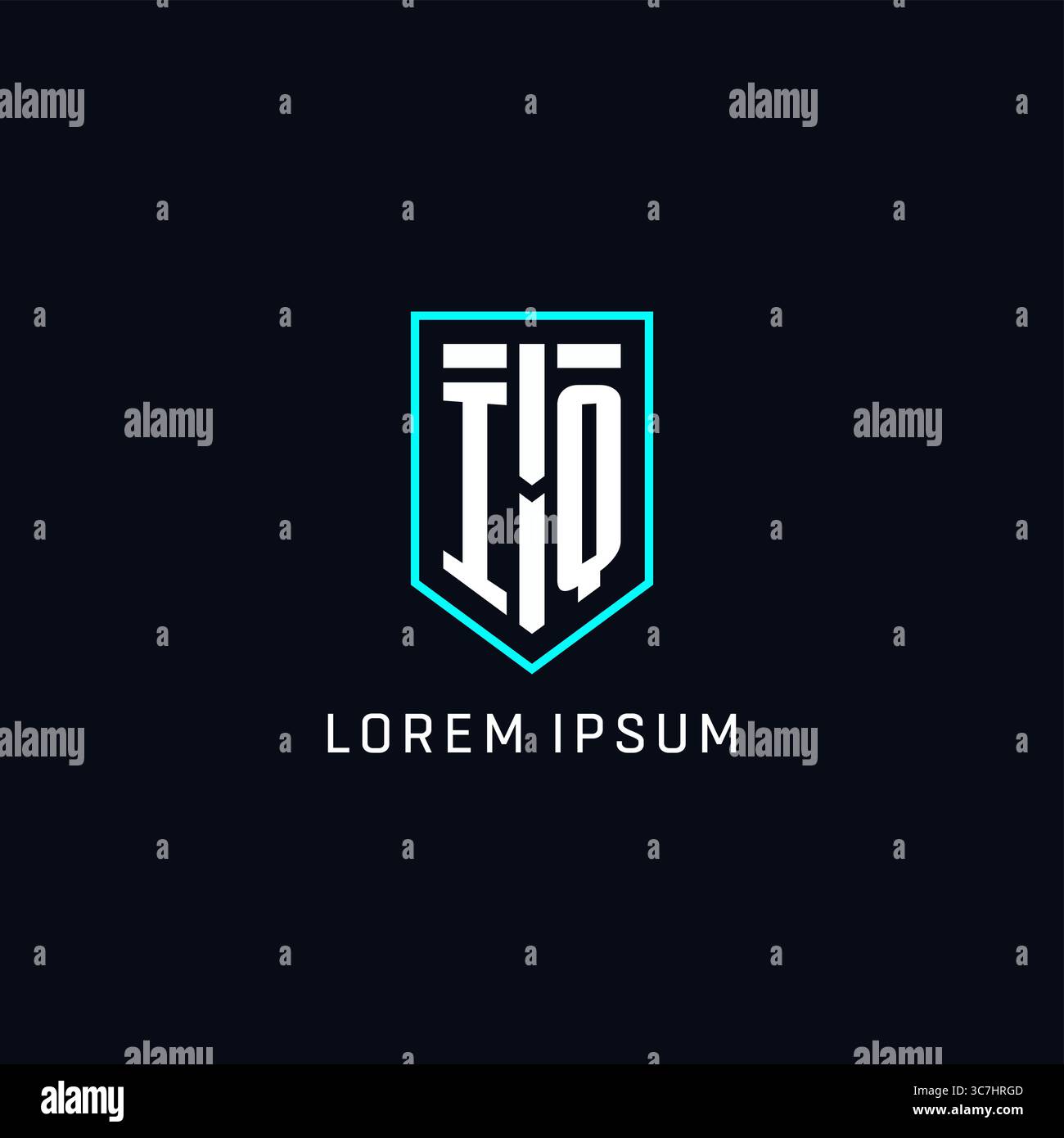Monogram IQ logo shield shape geometric style with simple creative initial logo design vector graphic Stock Vector