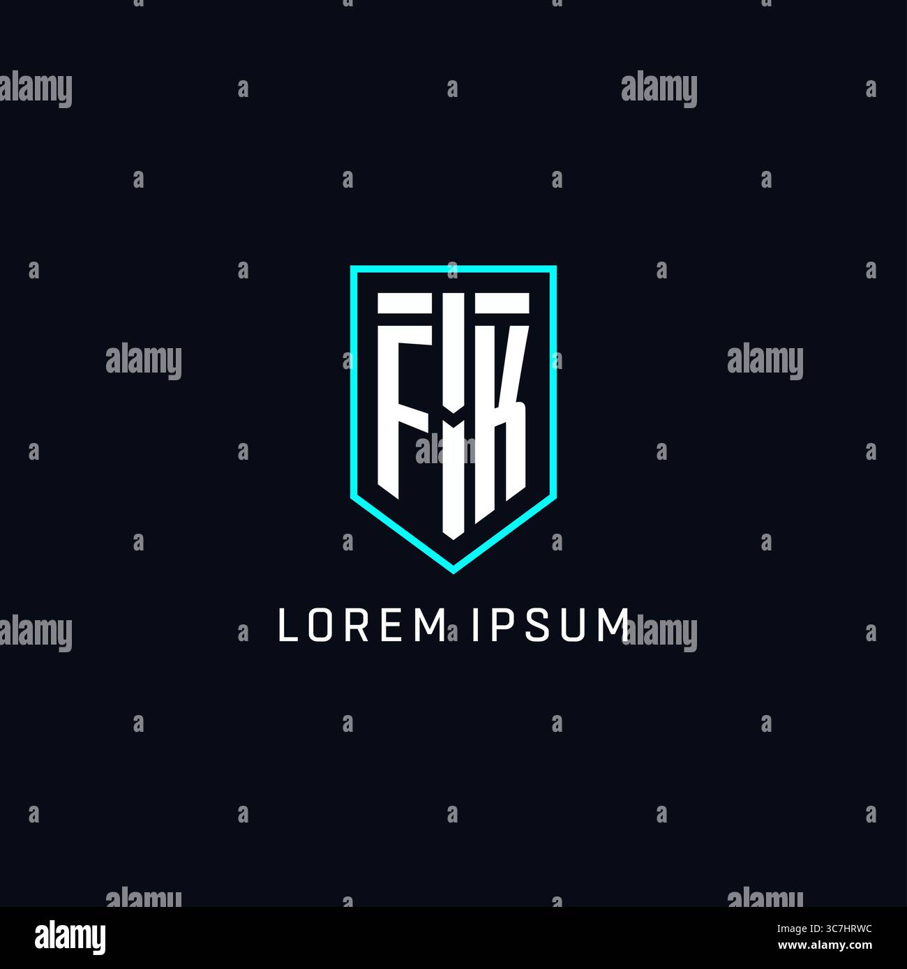 Monogram FK logo shield shape geometric style with simple creative initial logo design vector graphic Stock Vector