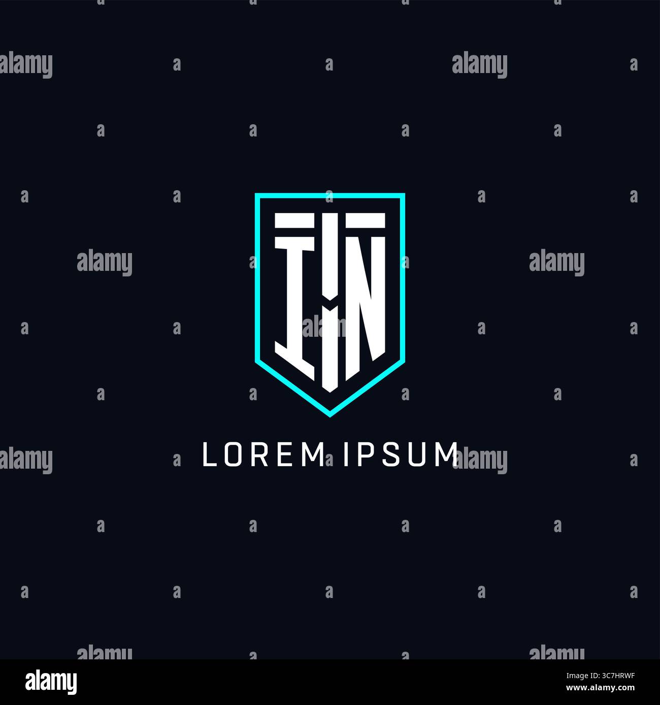Monogram IN logo shield shape geometric style with simple creative initial logo design vector graphic Stock Vector