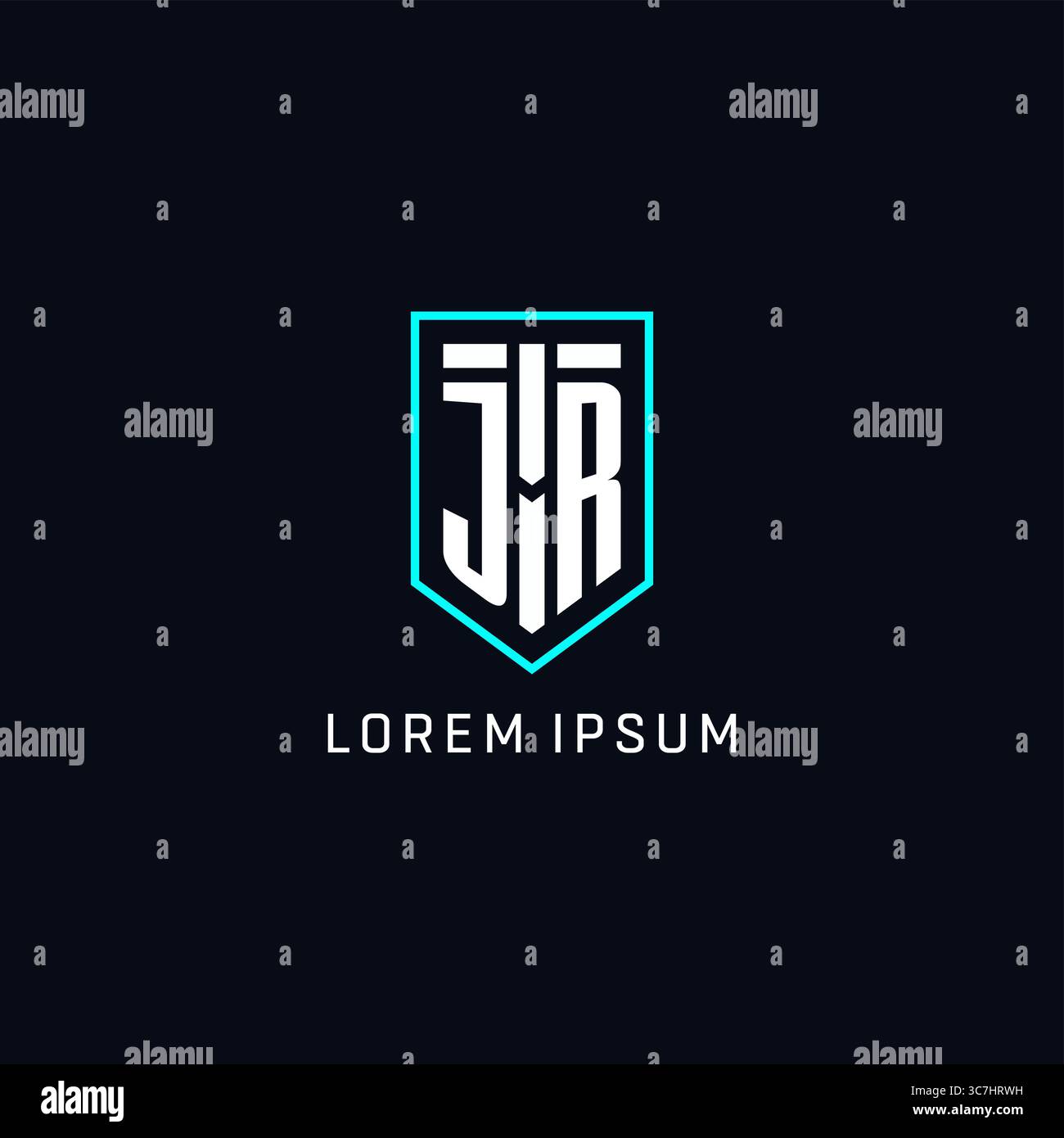 Monogram JR logo shield shape geometric style with simple creative initial logo design vector graphic Stock Vector