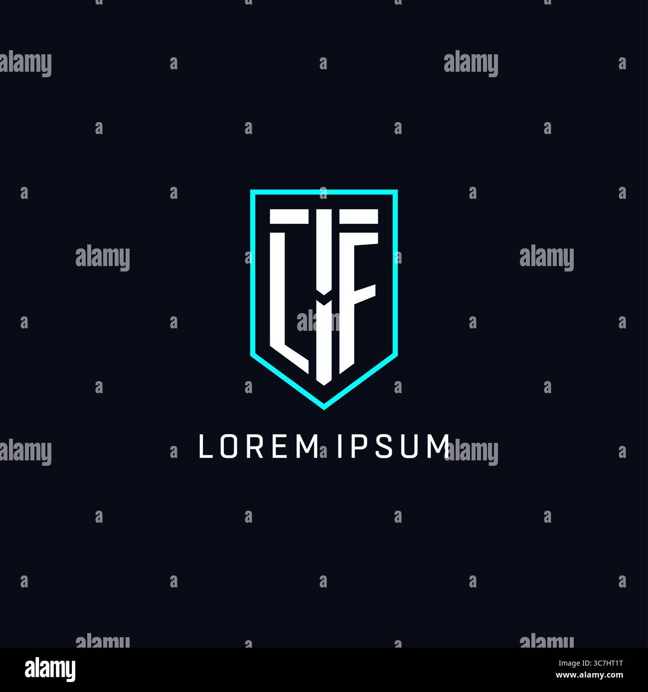 Monogram LF logo shield shape geometric style with simple creative initial logo design vector graphic Stock Vector