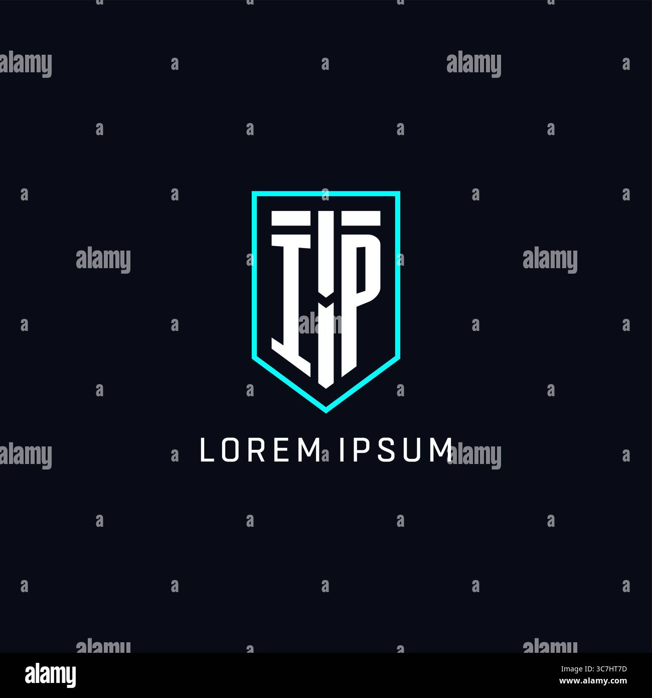 Monogram IP logo shield shape geometric style with simple creative initial logo design vector graphic Stock Vector