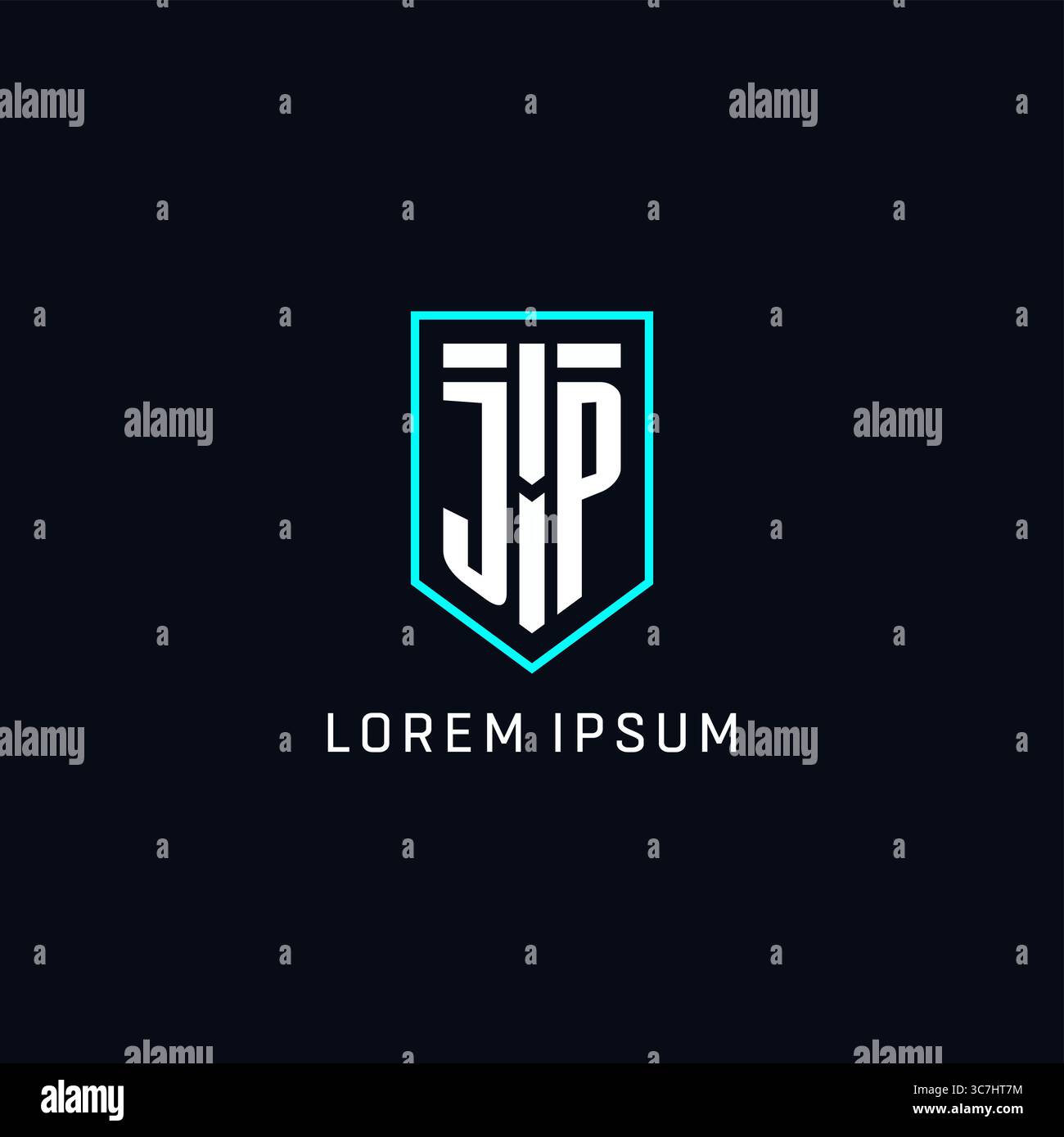 Monogram JP logo shield shape geometric style with simple creative initial logo design vector graphic Stock Vector