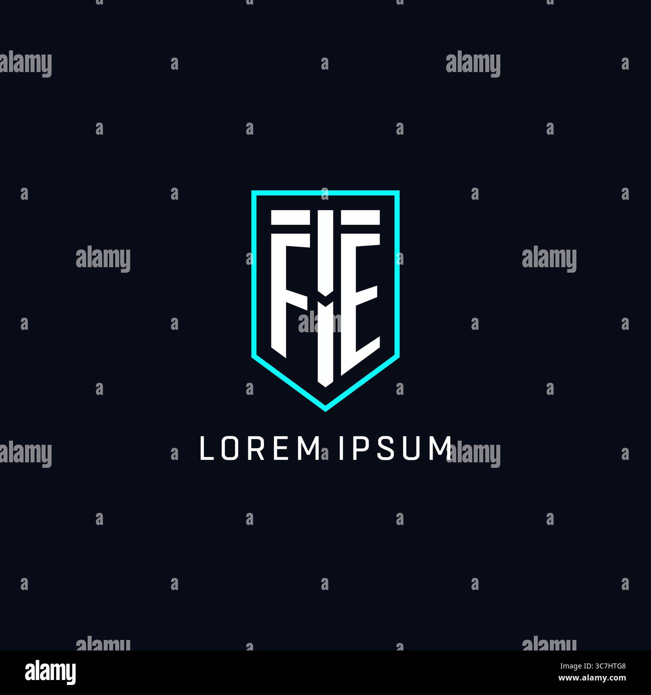 Monogram FE logo shield shape geometric style with simple creative initial logo design vector graphic Stock Vector