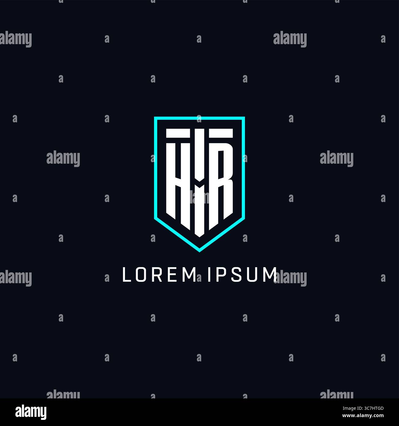 Monogram HR logo shield shape geometric style with simple creative initial logo design vector graphic Stock Vector