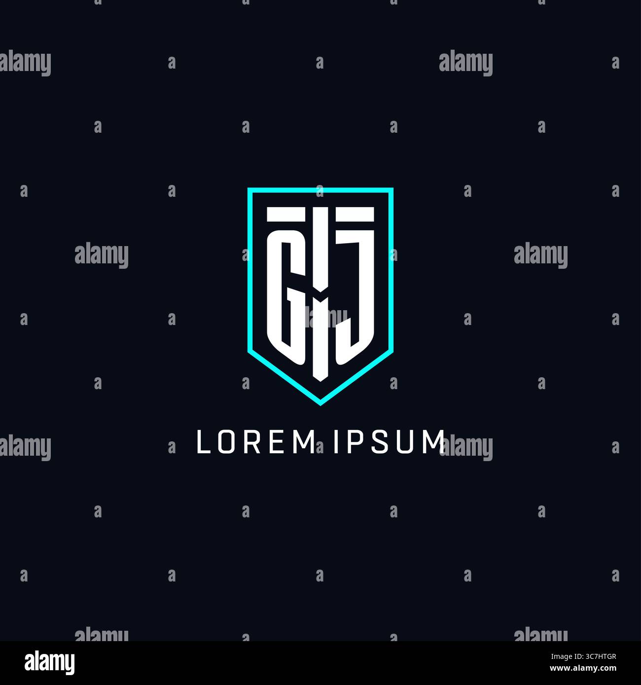 Monogram GJ logo shield shape geometric style with simple creative initial logo design vector graphic Stock Vector