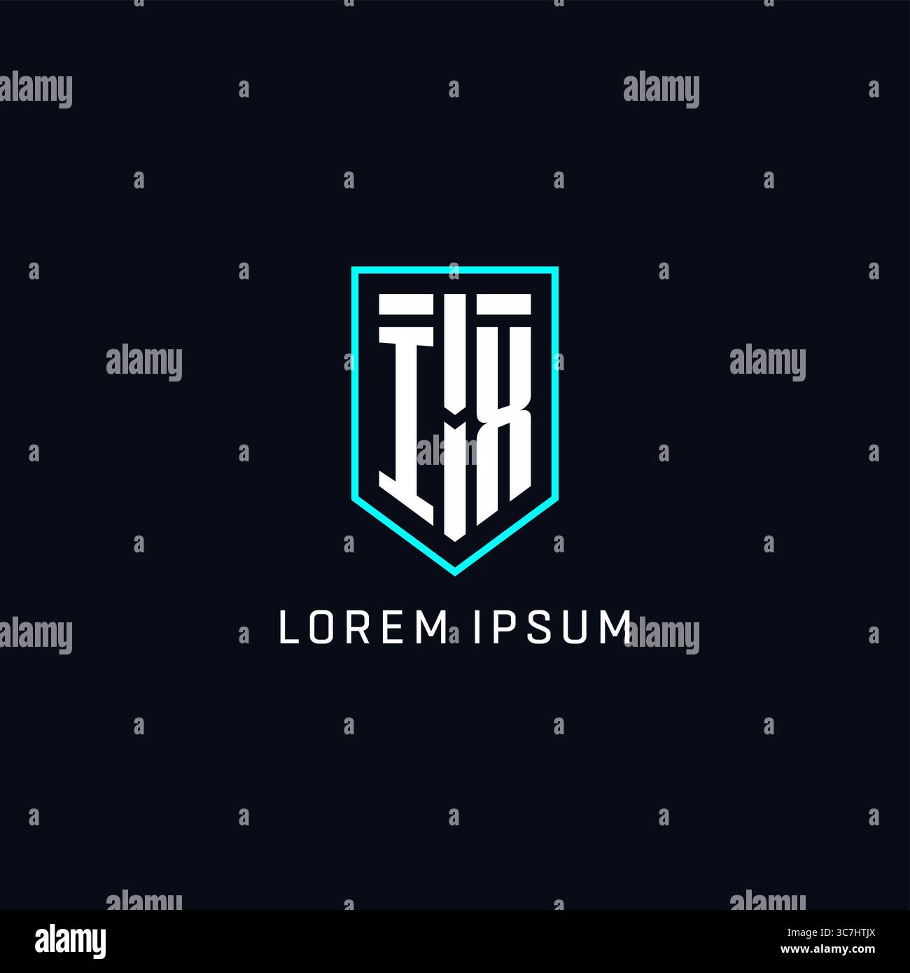 Monogram IX logo shield shape geometric style with simple creative initial logo design vector graphic Stock Vector