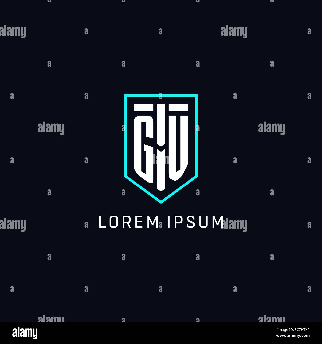 Monogram GV logo shield shape geometric style with simple creative initial logo design vector graphic Stock Vector