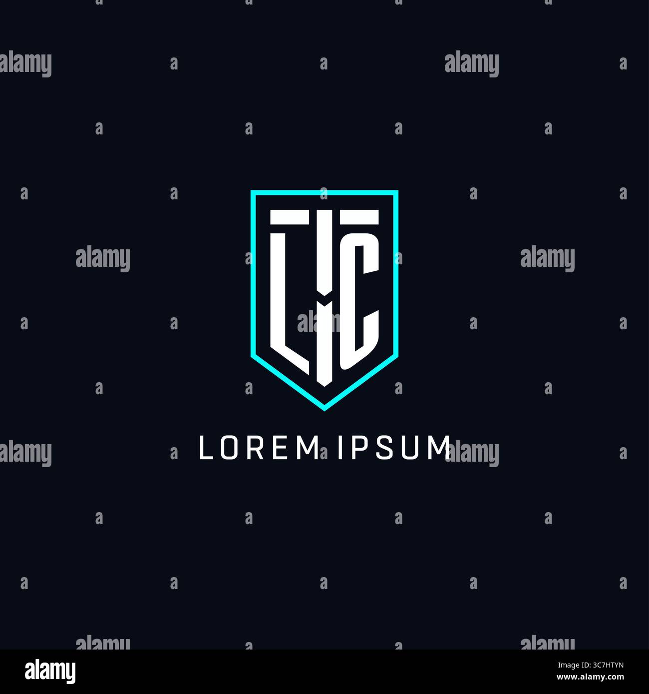 Monogram LC logo shield shape geometric style with simple creative initial logo design vector graphic Stock Vector