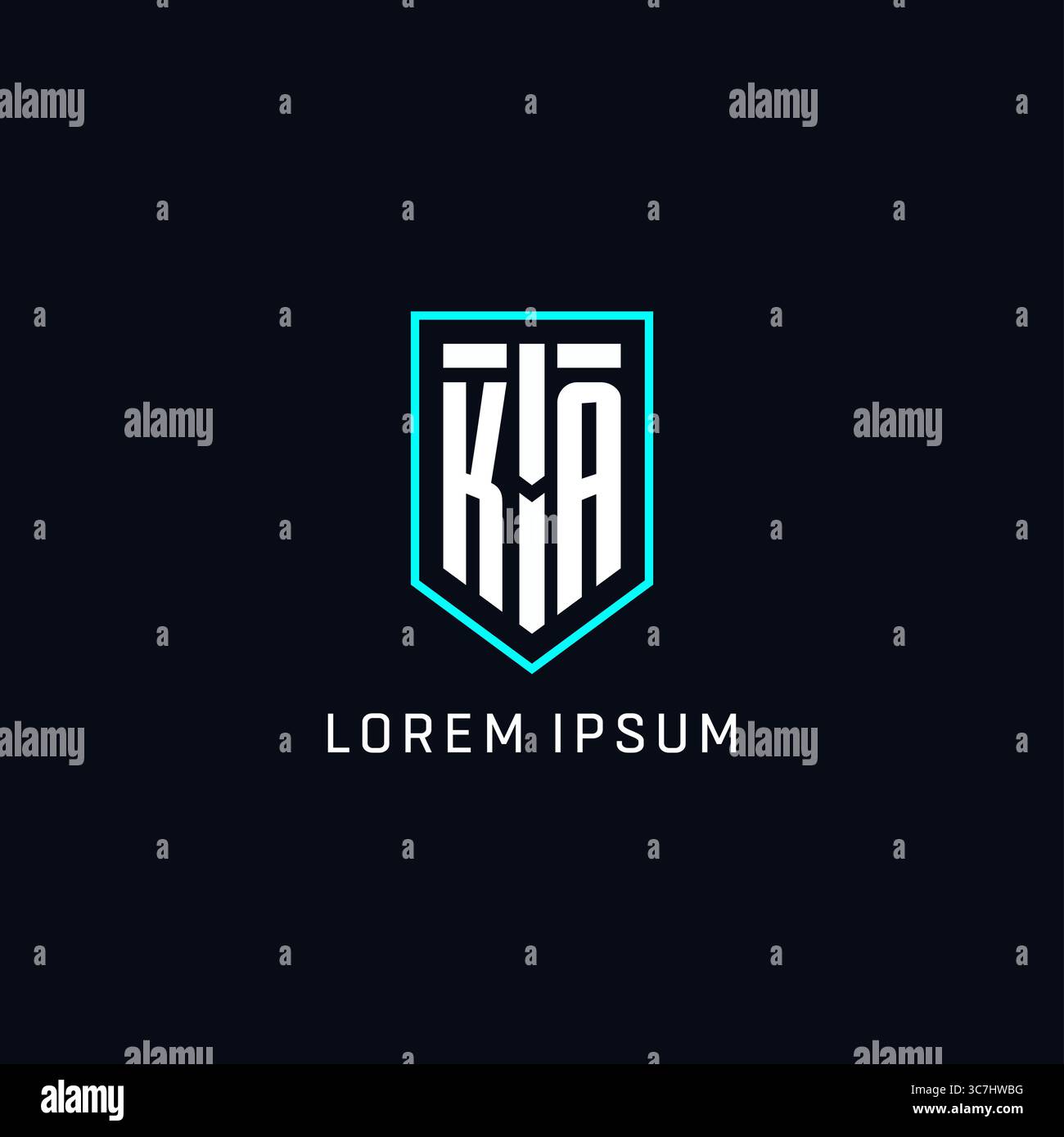 Monogram KA logo shield shape geometric style with simple creative initial logo design vector graphic Stock Vector