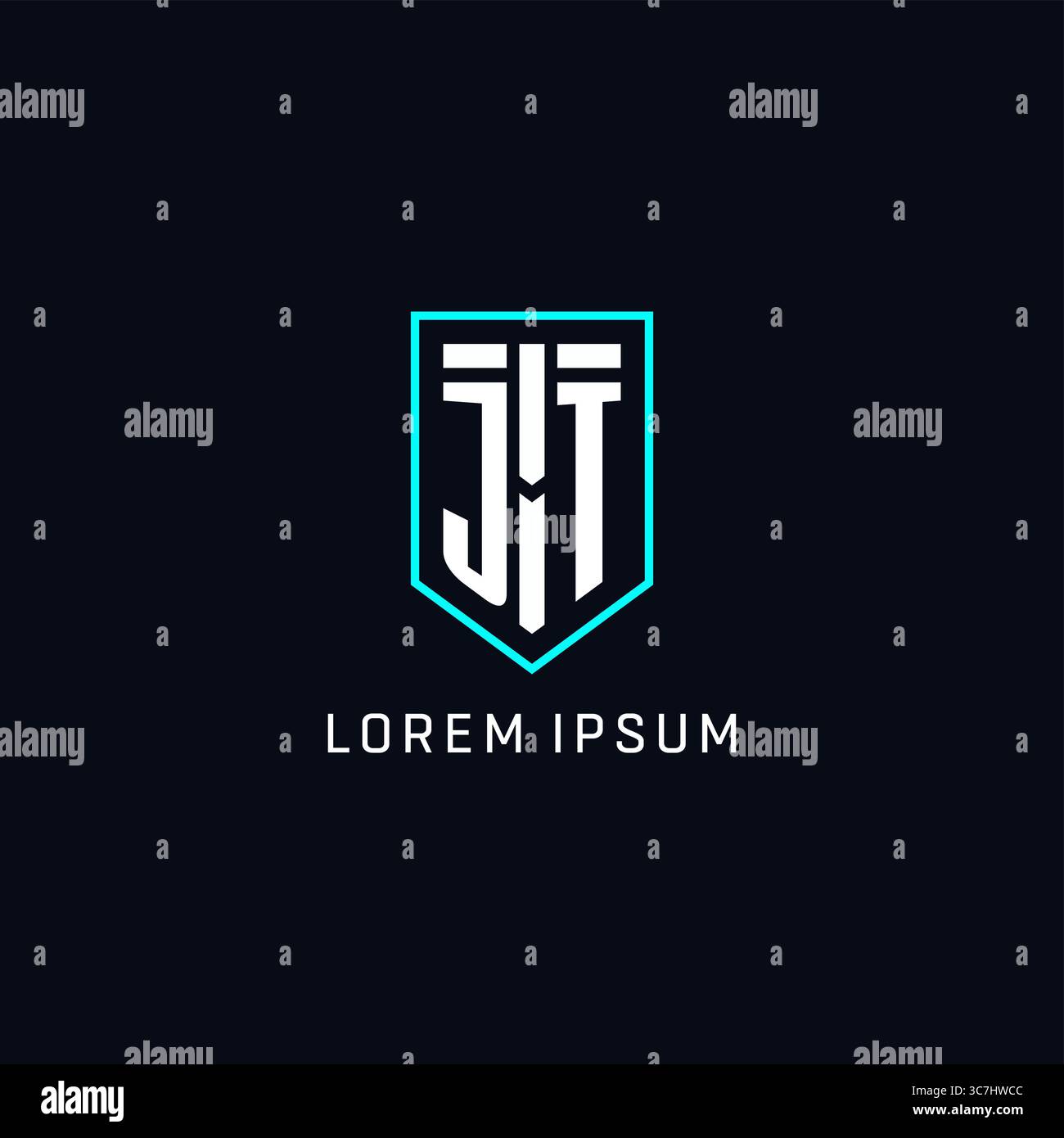 Monogram JT logo shield shape geometric style with simple creative initial logo design vector graphic Stock Vector