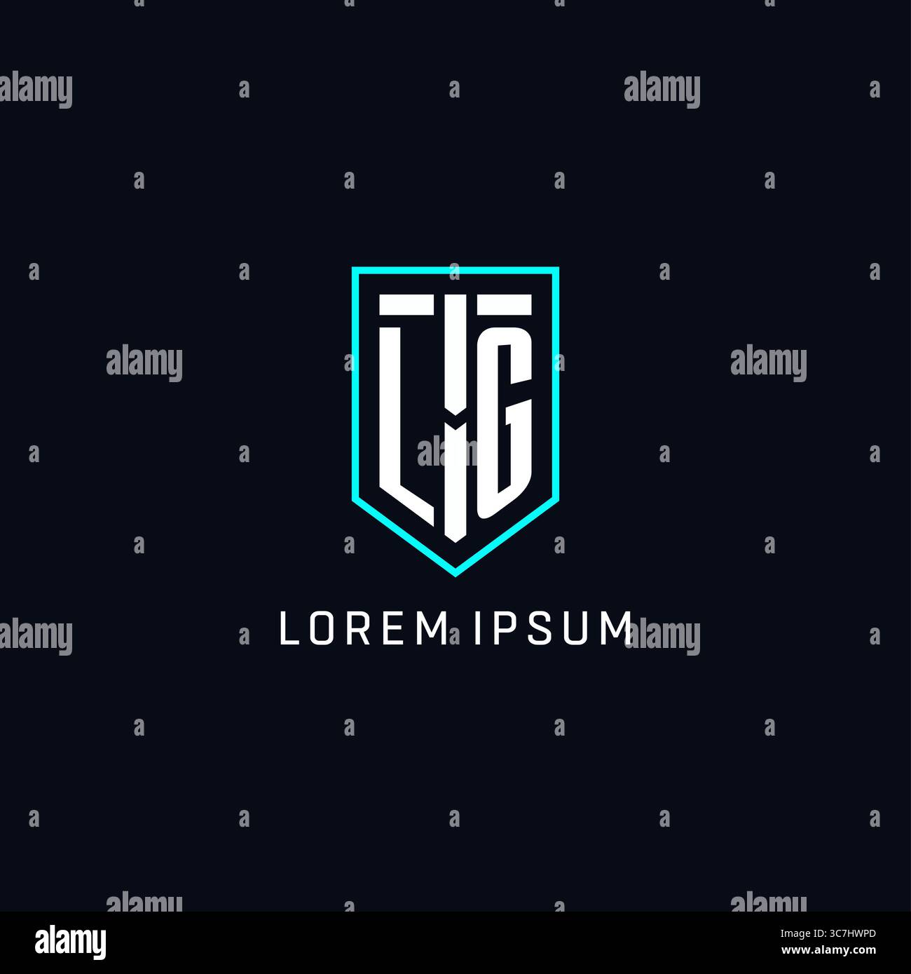 Monogram LG logo shield shape geometric style with simple creative initial logo design vector graphic Stock Vector
