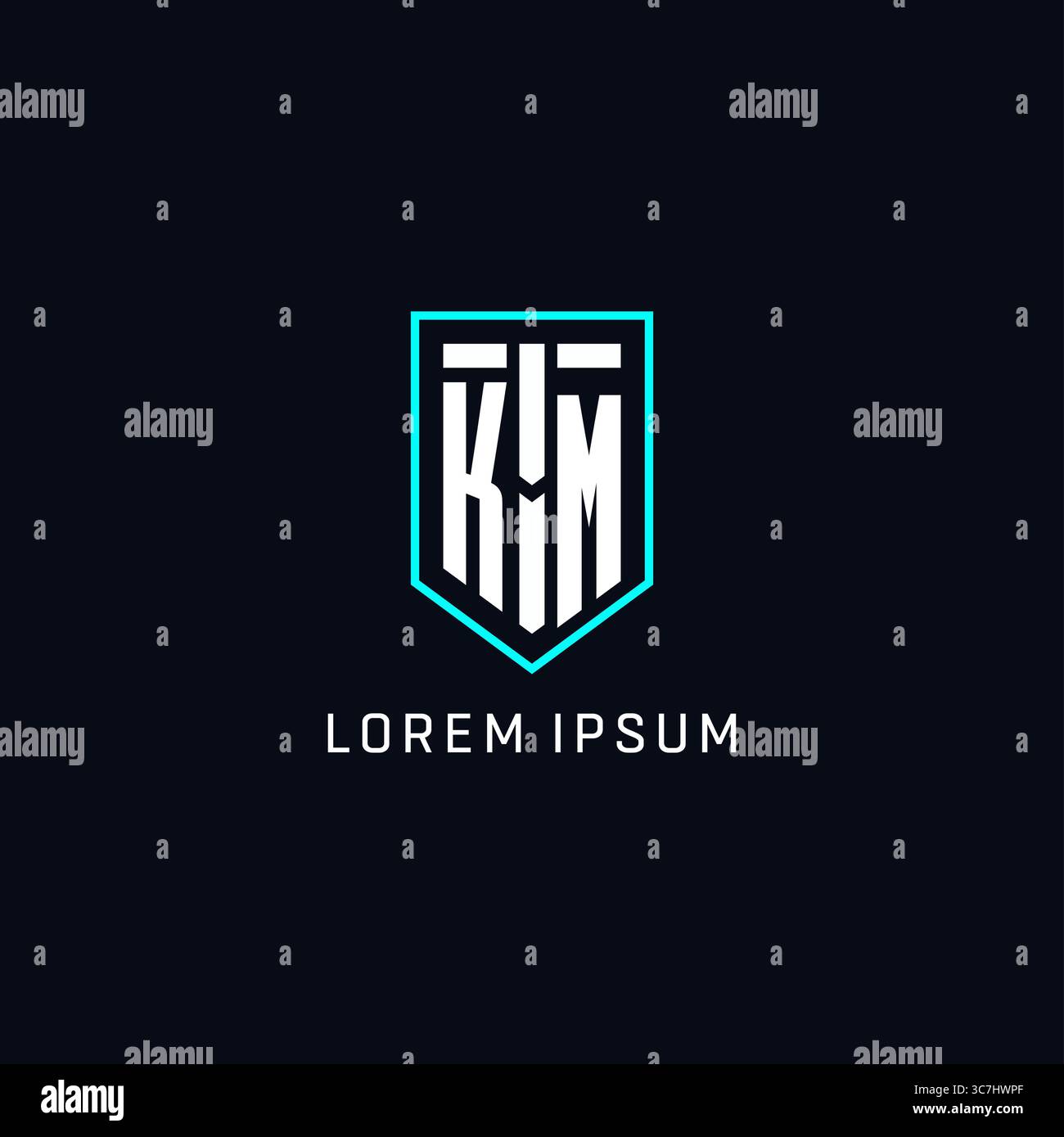 Monogram KM logo shield shape geometric style with simple creative initial logo design vector graphic Stock Vector