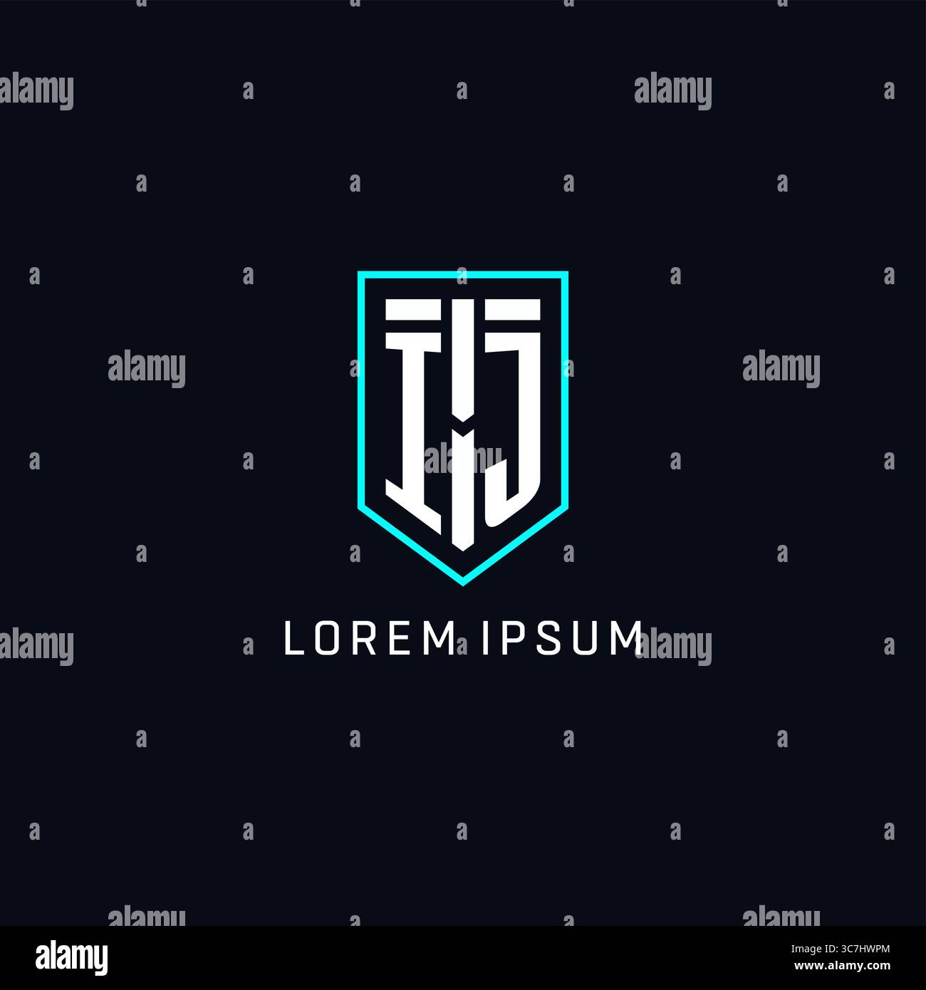 Monogram IJ logo shield shape geometric style with simple creative initial logo design vector graphic Stock Vector