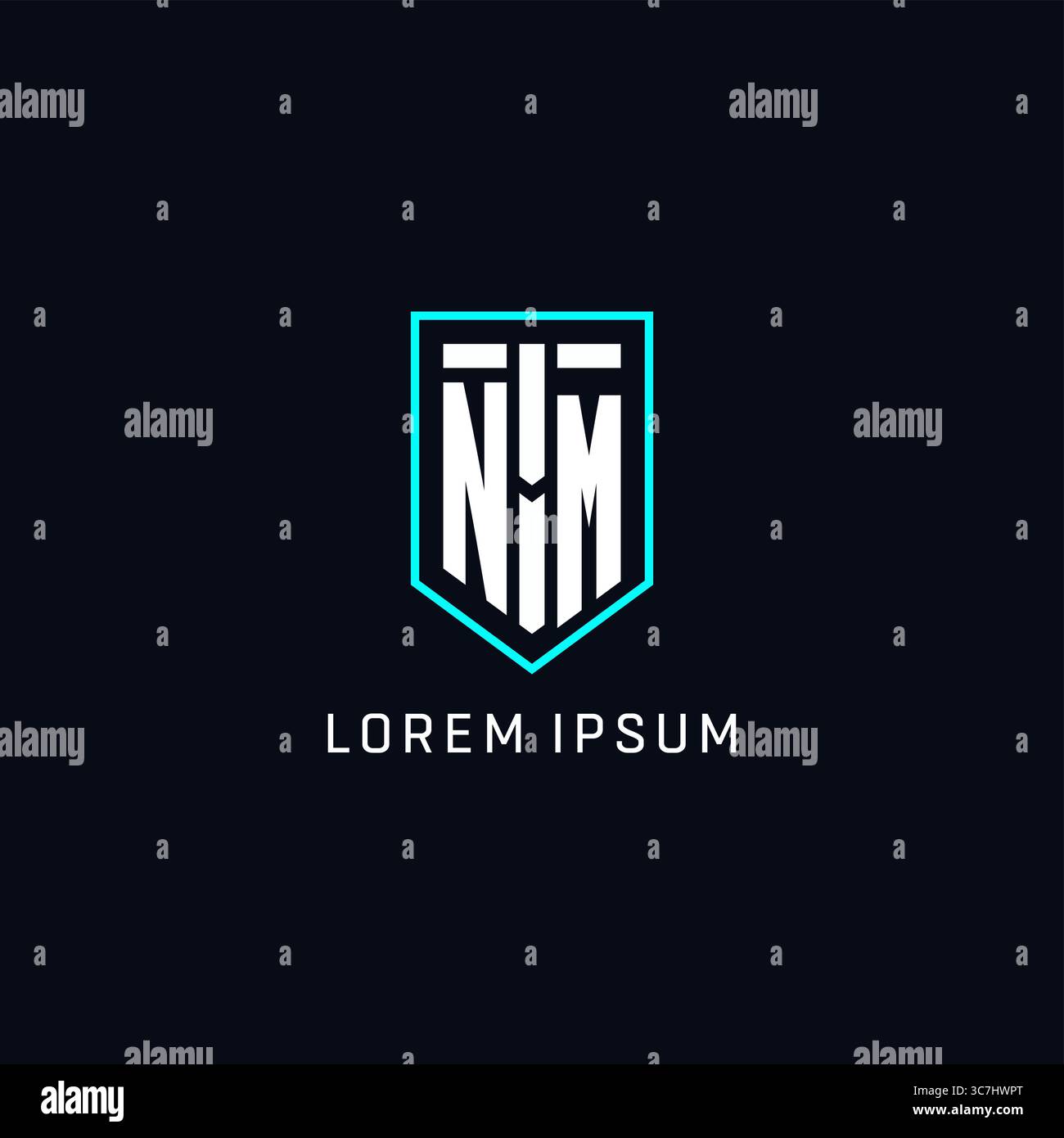Monogram NM logo shield shape geometric style with simple creative initial logo design vector graphic Stock Vector