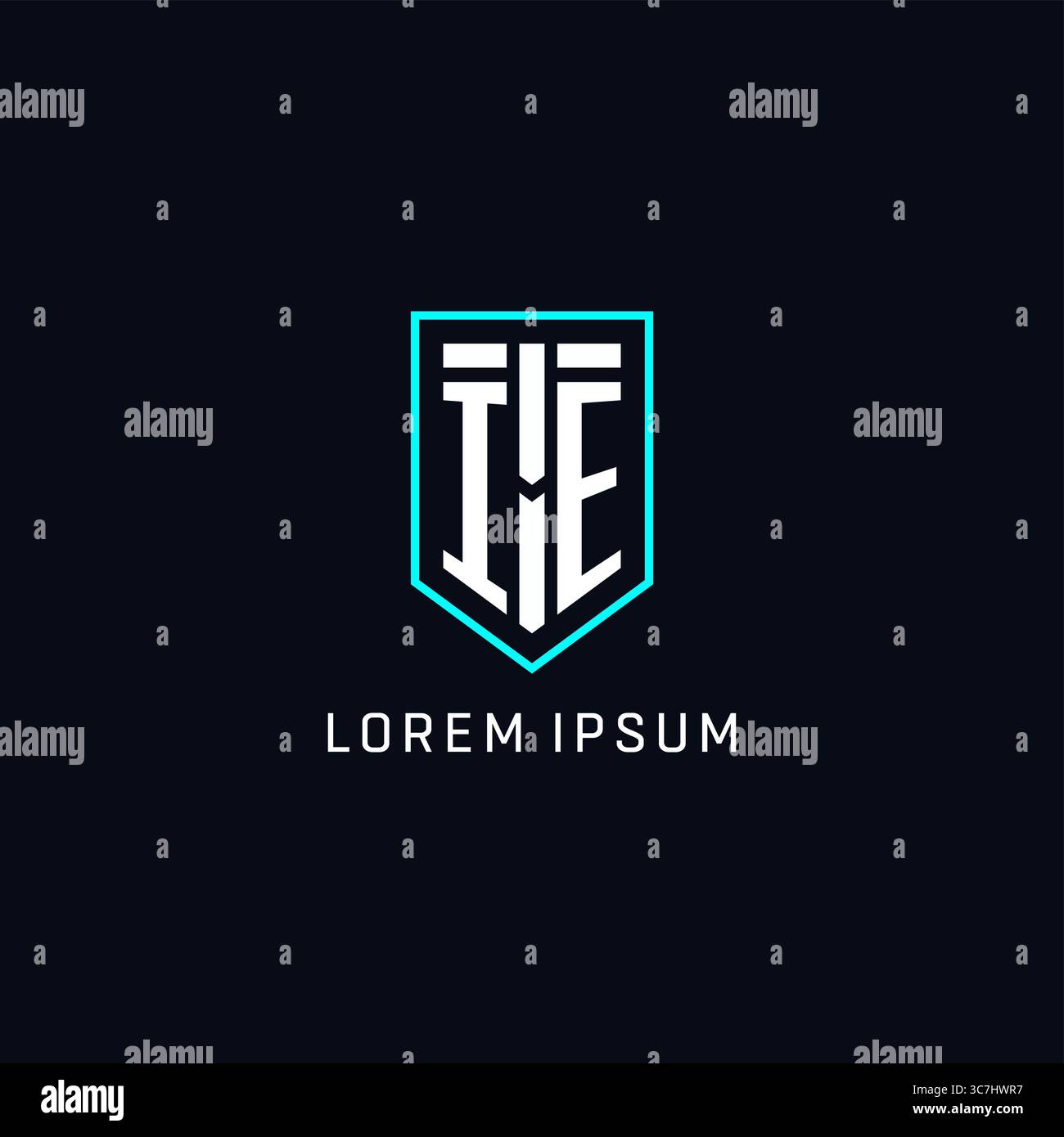 Monogram IE logo shield shape geometric style with simple creative initial logo design vector graphic Stock Vector