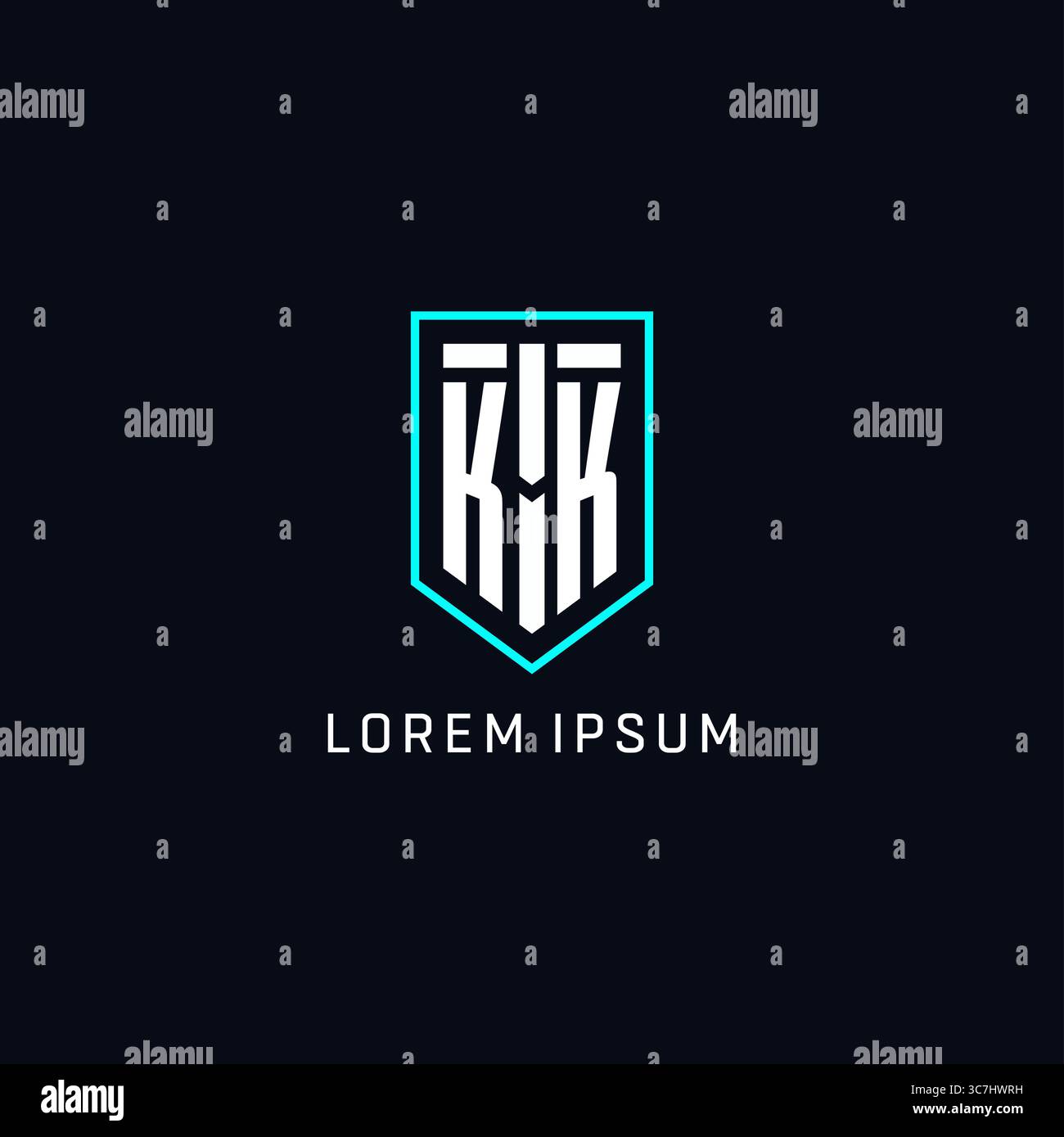 Monogram KK logo shield shape geometric style with simple creative initial logo design vector graphic Stock Vector