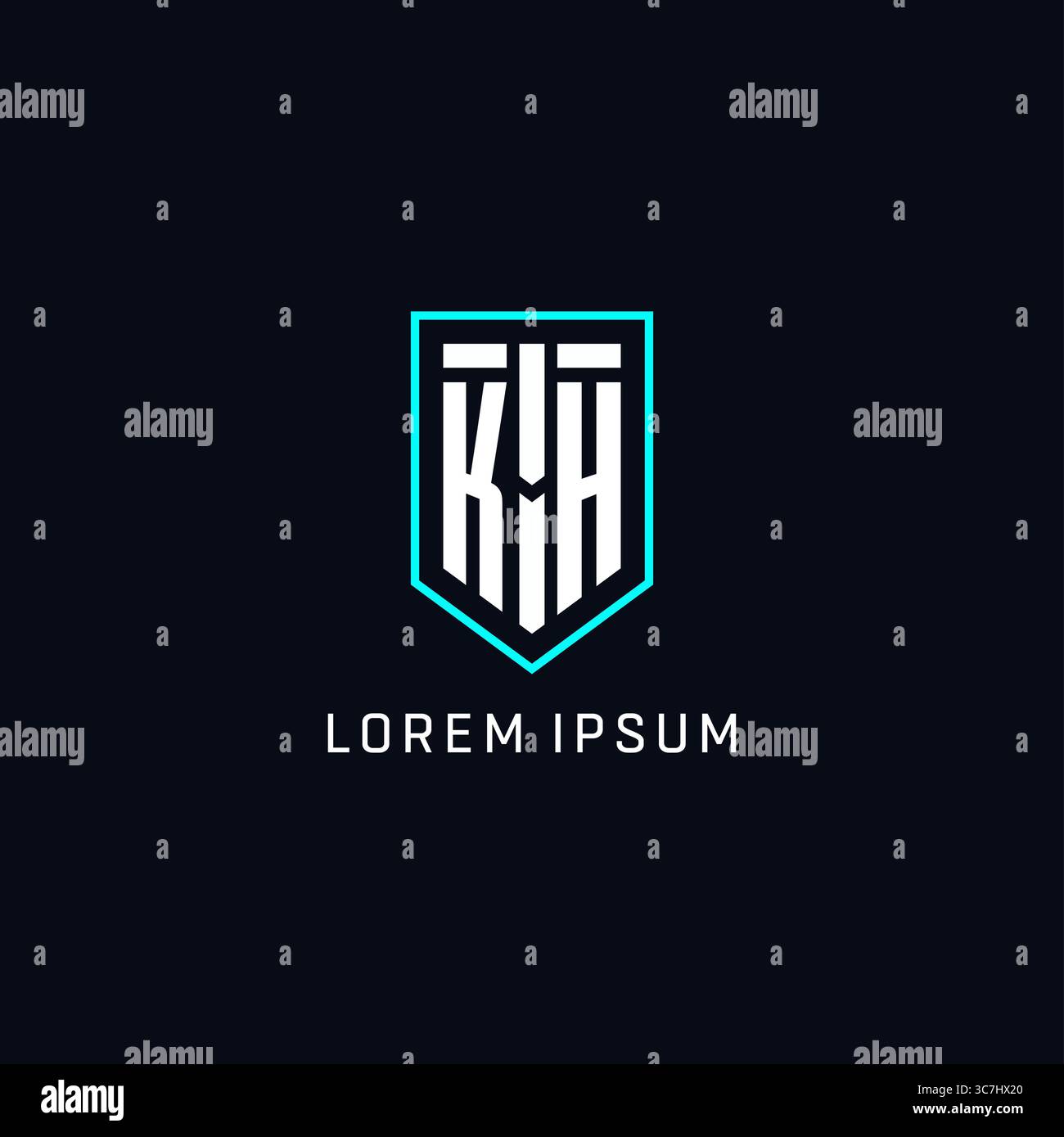 Monogram KH logo shield shape geometric style with simple creative initial logo design vector graphic Stock Vector