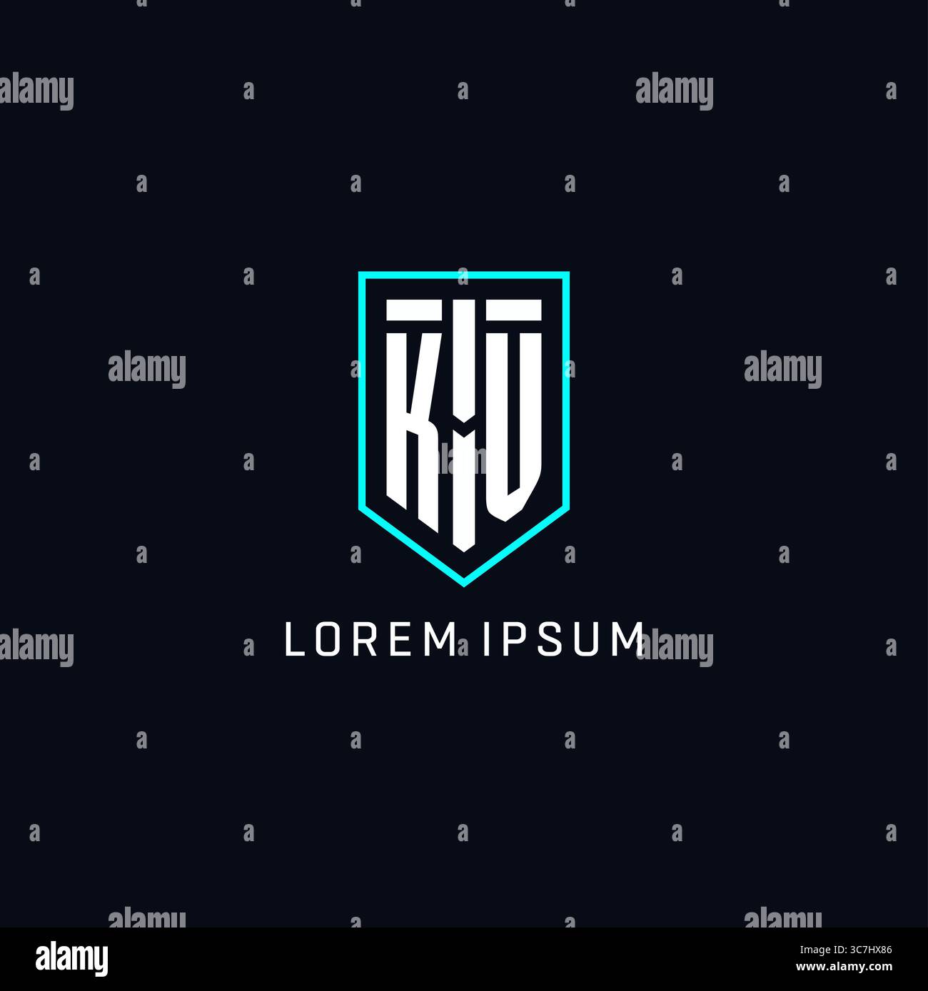 Monogram KV logo shield shape geometric style with simple creative initial logo design vector graphic Stock Vector