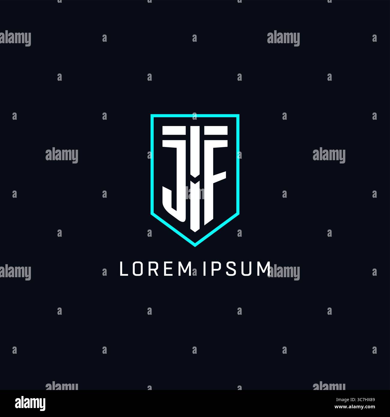 Monogram JF logo shield shape geometric style with simple creative initial logo design vector graphic Stock Vector