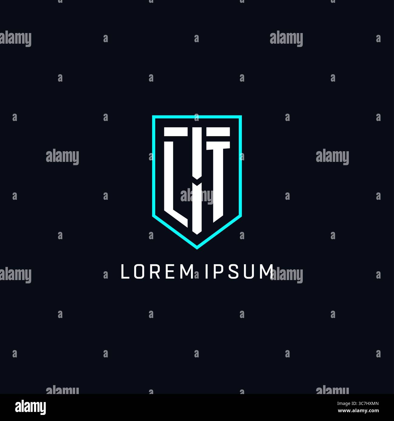 Monogram LT logo shield shape geometric style with simple creative initial logo design vector graphic Stock Vector