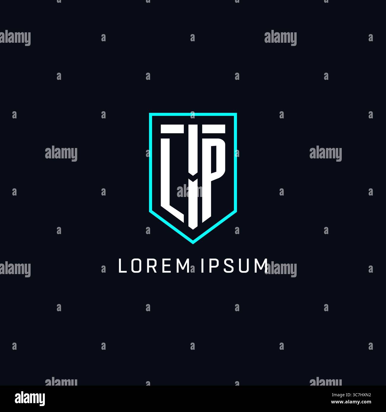 Monogram LP logo shield shape geometric style with simple creative initial logo design vector graphic Stock Vector