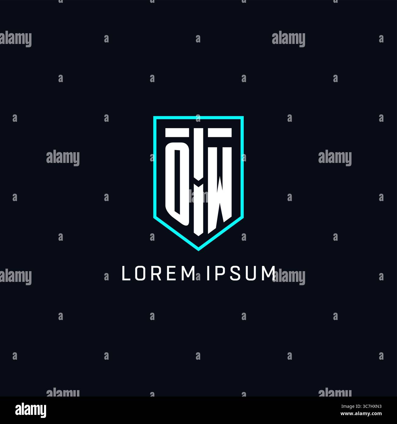 Monogram OW logo shield shape geometric style with simple creative initial logo design vector graphic Stock Vector