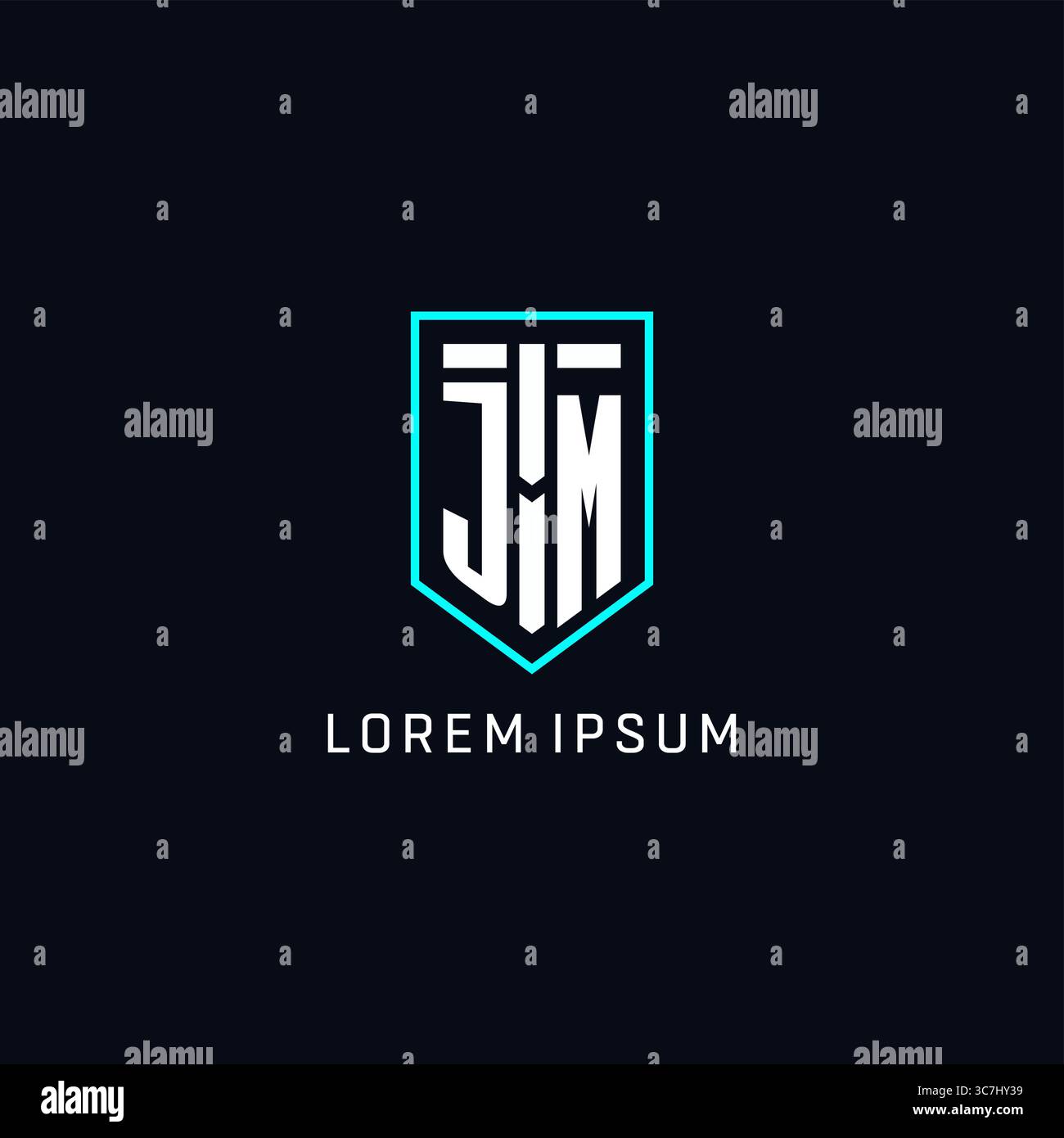 Monogram JM logo shield shape geometric style with simple creative initial logo design vector graphic Stock Vector