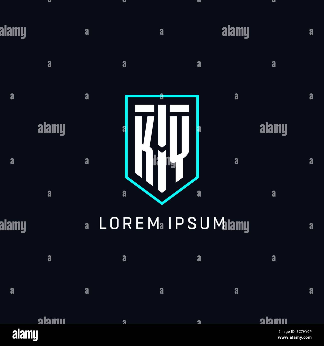 Monogram KY logo shield shape geometric style with simple creative initial logo design vector graphic Stock Vector