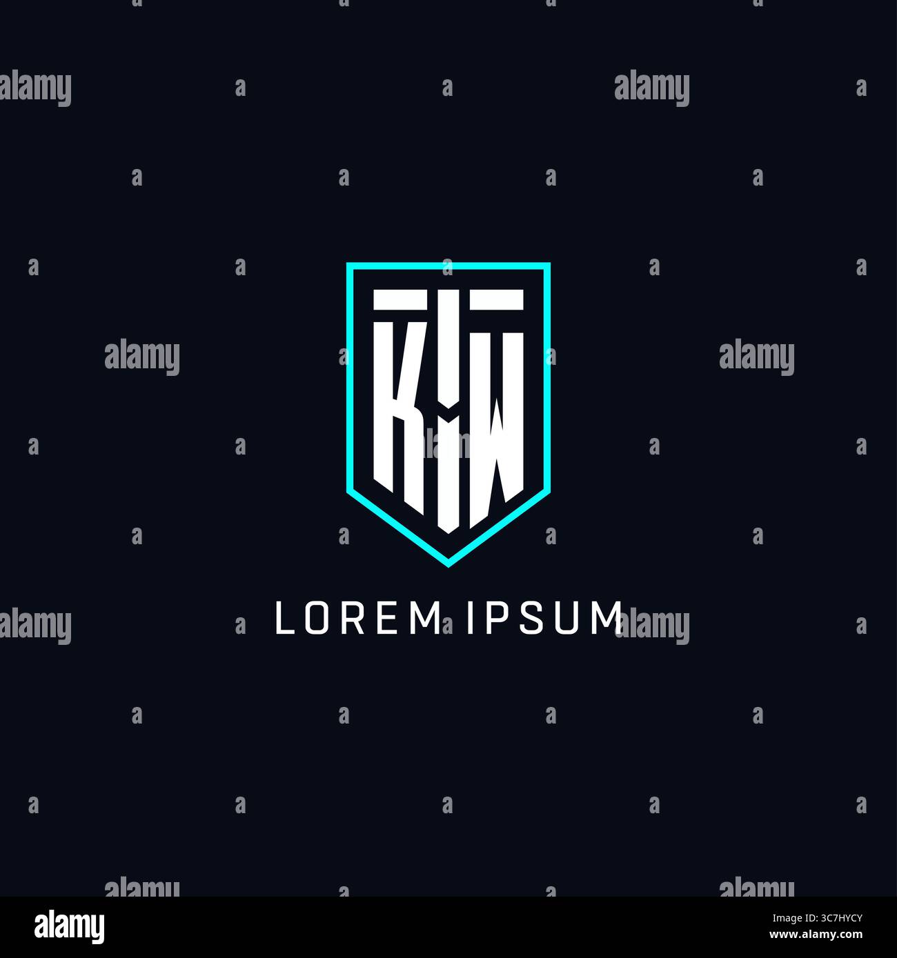 Monogram KW logo shield shape geometric style with simple creative initial logo design vector graphic Stock Vector