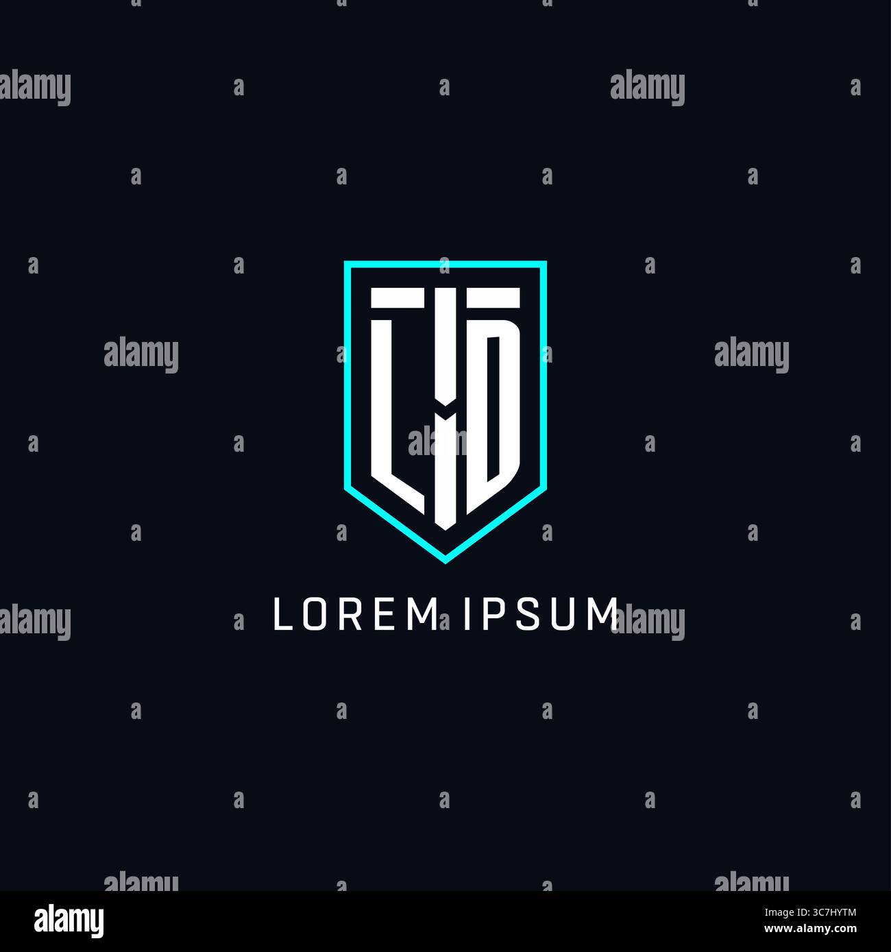 Monogram LD logo shield shape geometric style with simple creative initial logo design vector graphic Stock Vector