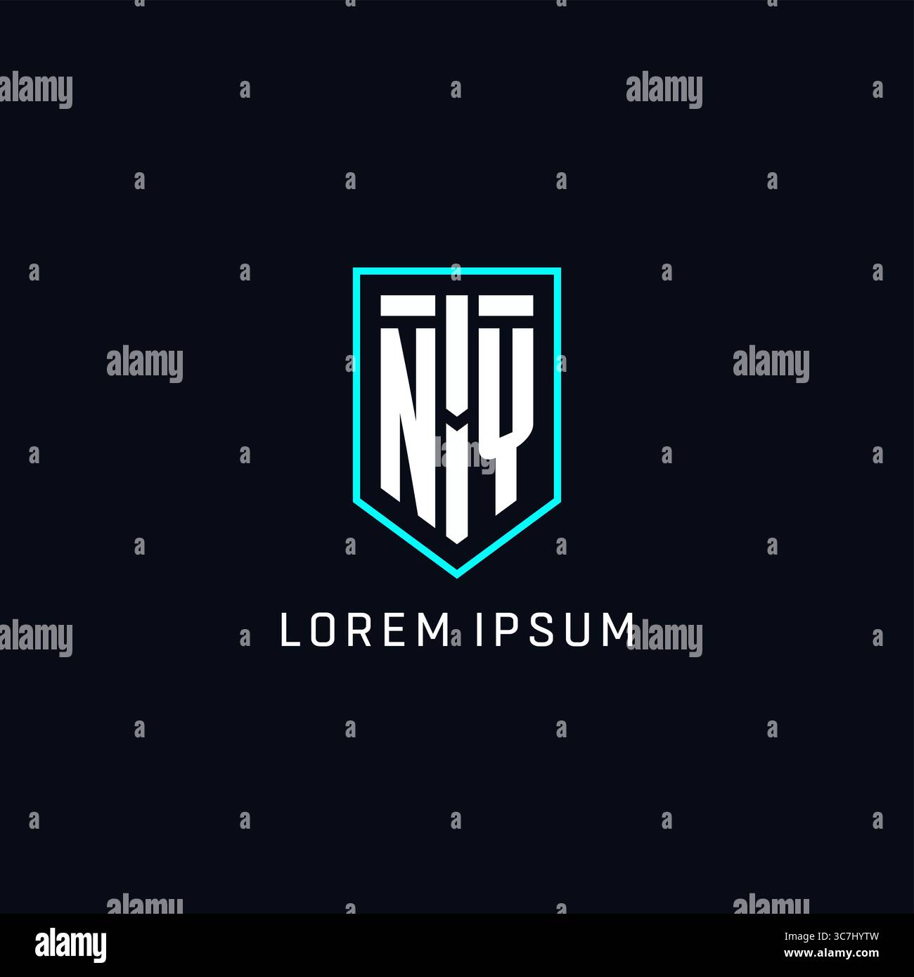 Monogram NY logo shield shape geometric style with simple creative initial logo design vector graphic Stock Vector