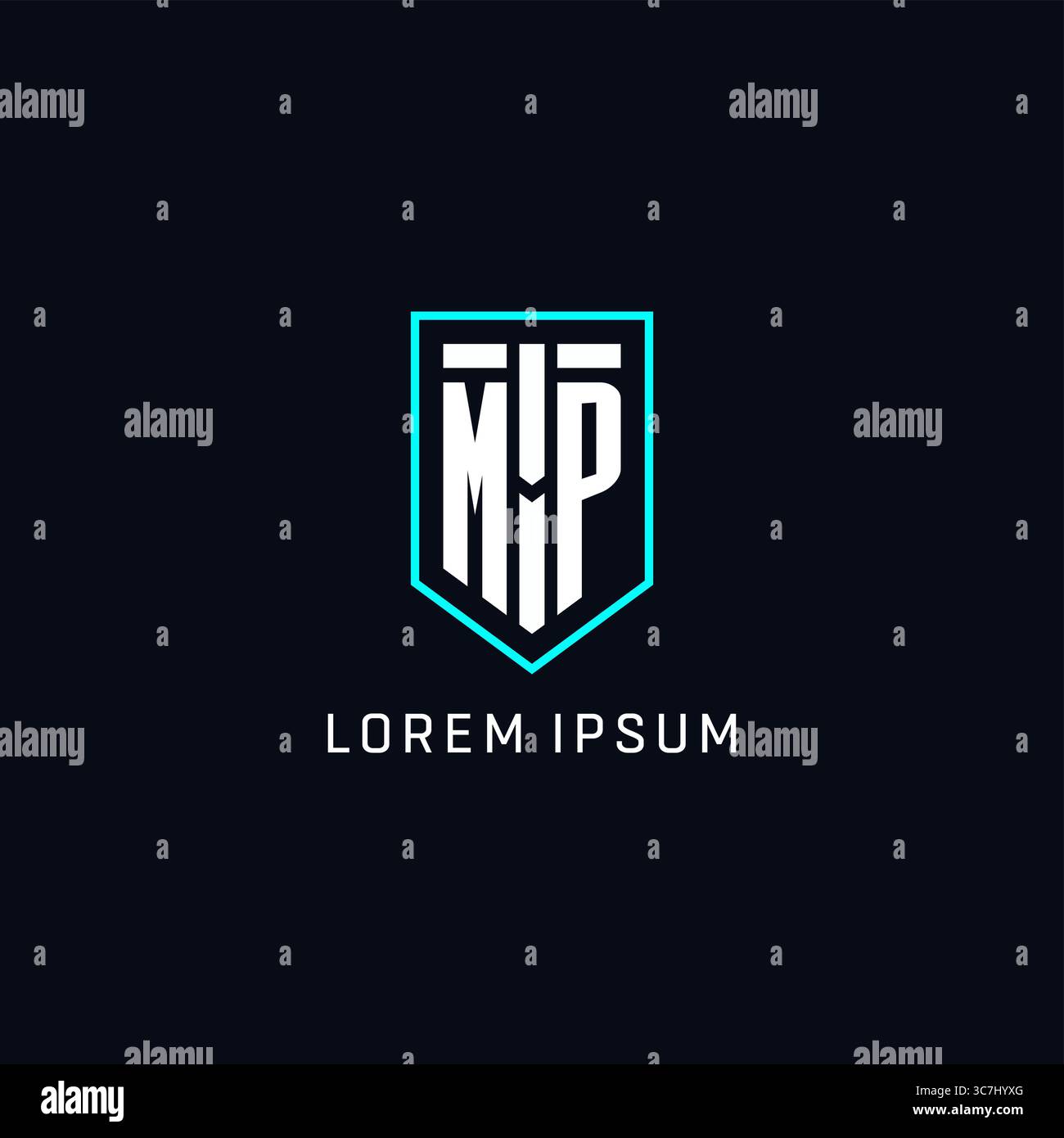 Monogram MP logo shield shape geometric style with simple creative initial logo design vector graphic Stock Vector