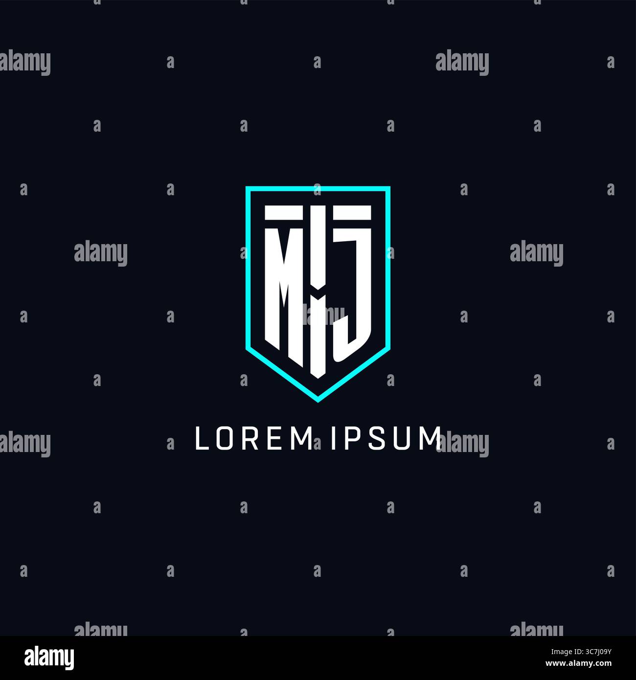 Monogram MJ logo shield shape geometric style with simple creative initial logo design vector graphic Stock Vector