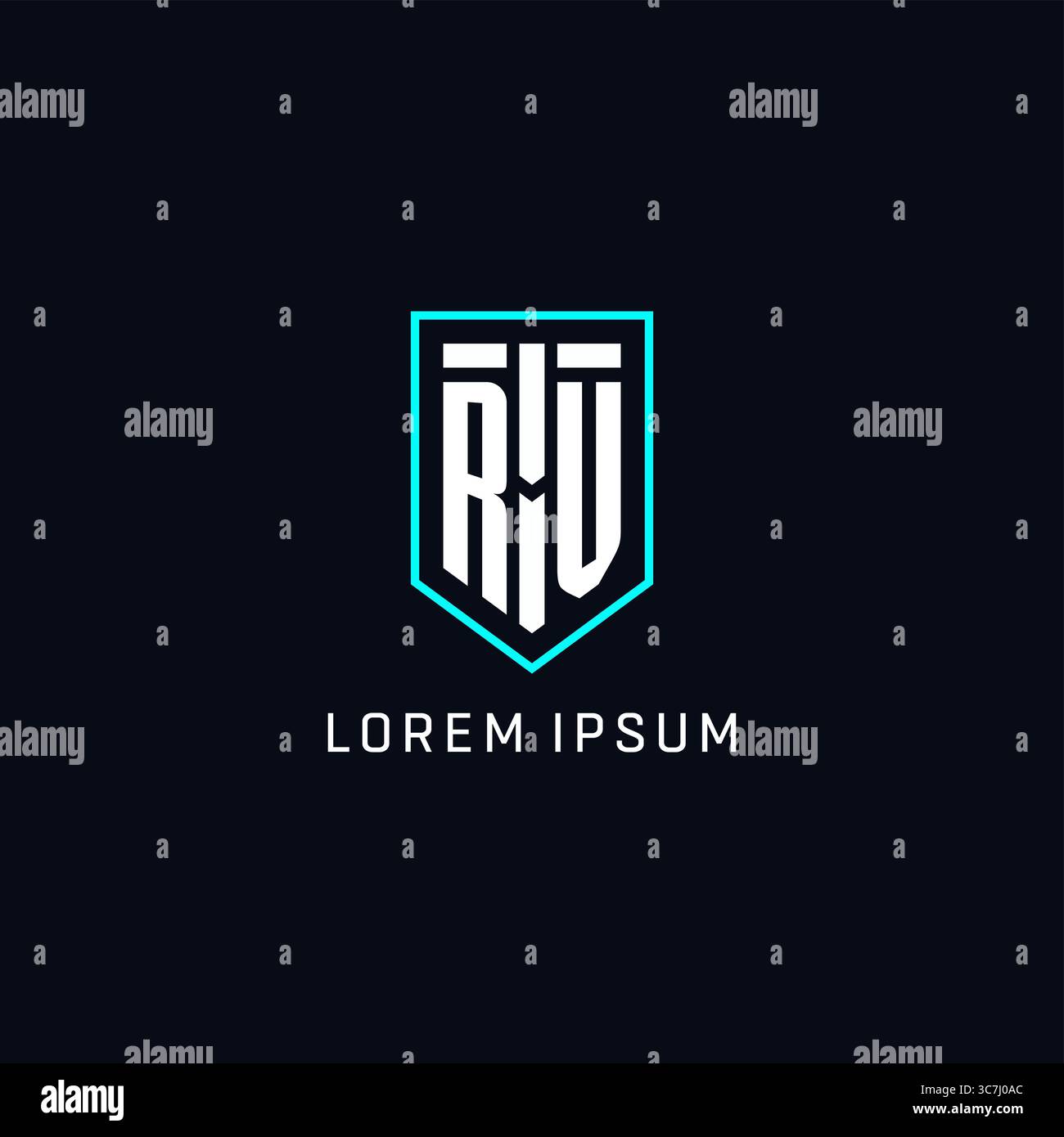 Monogram RV logo shield shape geometric style with simple creative initial logo design vector graphic Stock Vector