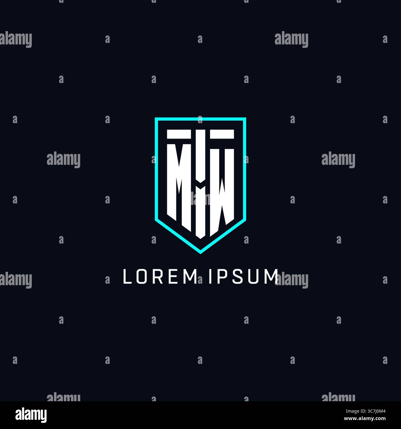 Monogram MW logo shield shape geometric style with simple creative initial logo design vector graphic Stock Vector