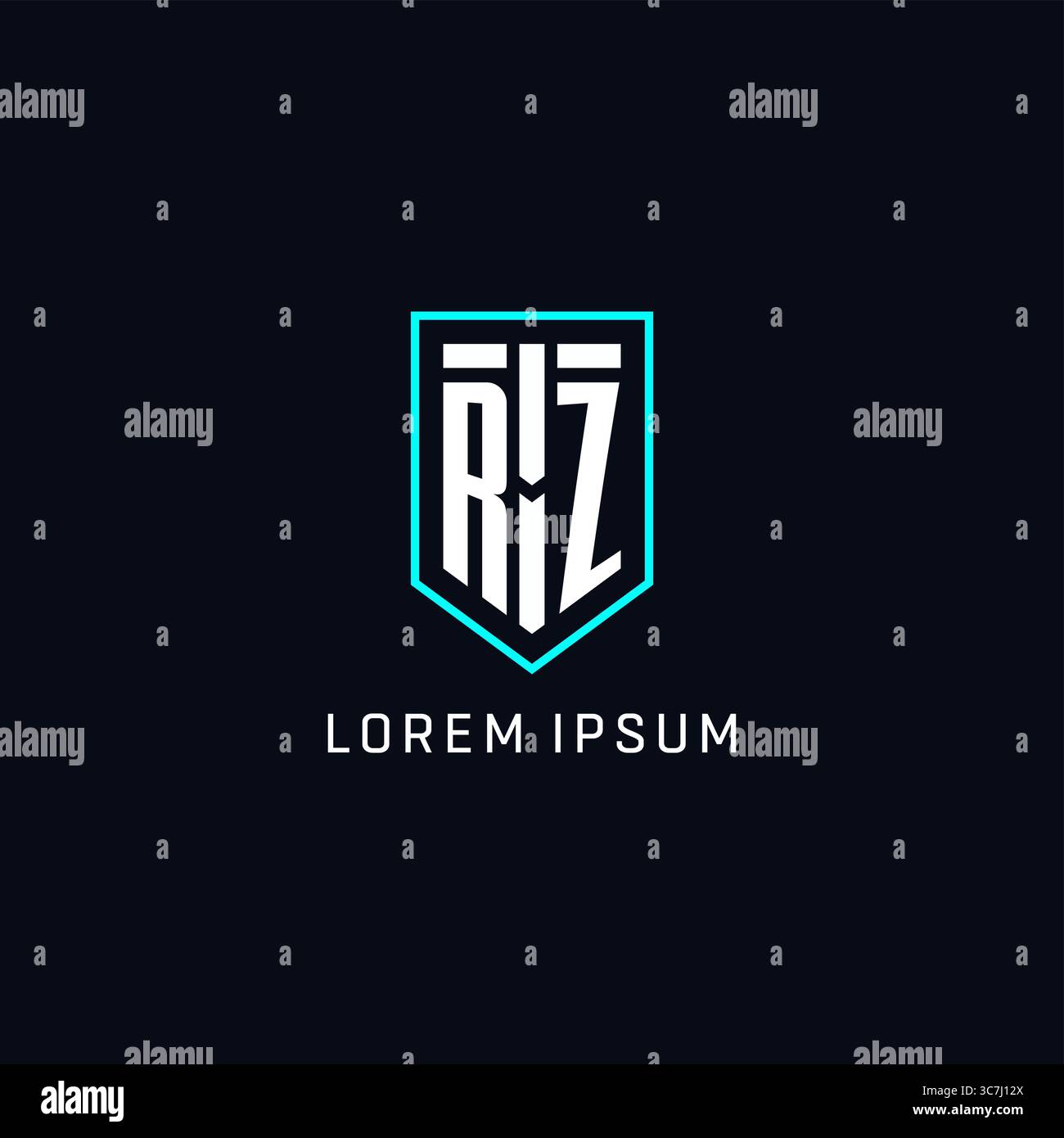 Monogram RZ logo shield shape geometric style with simple creative initial logo design vector graphic Stock Vector