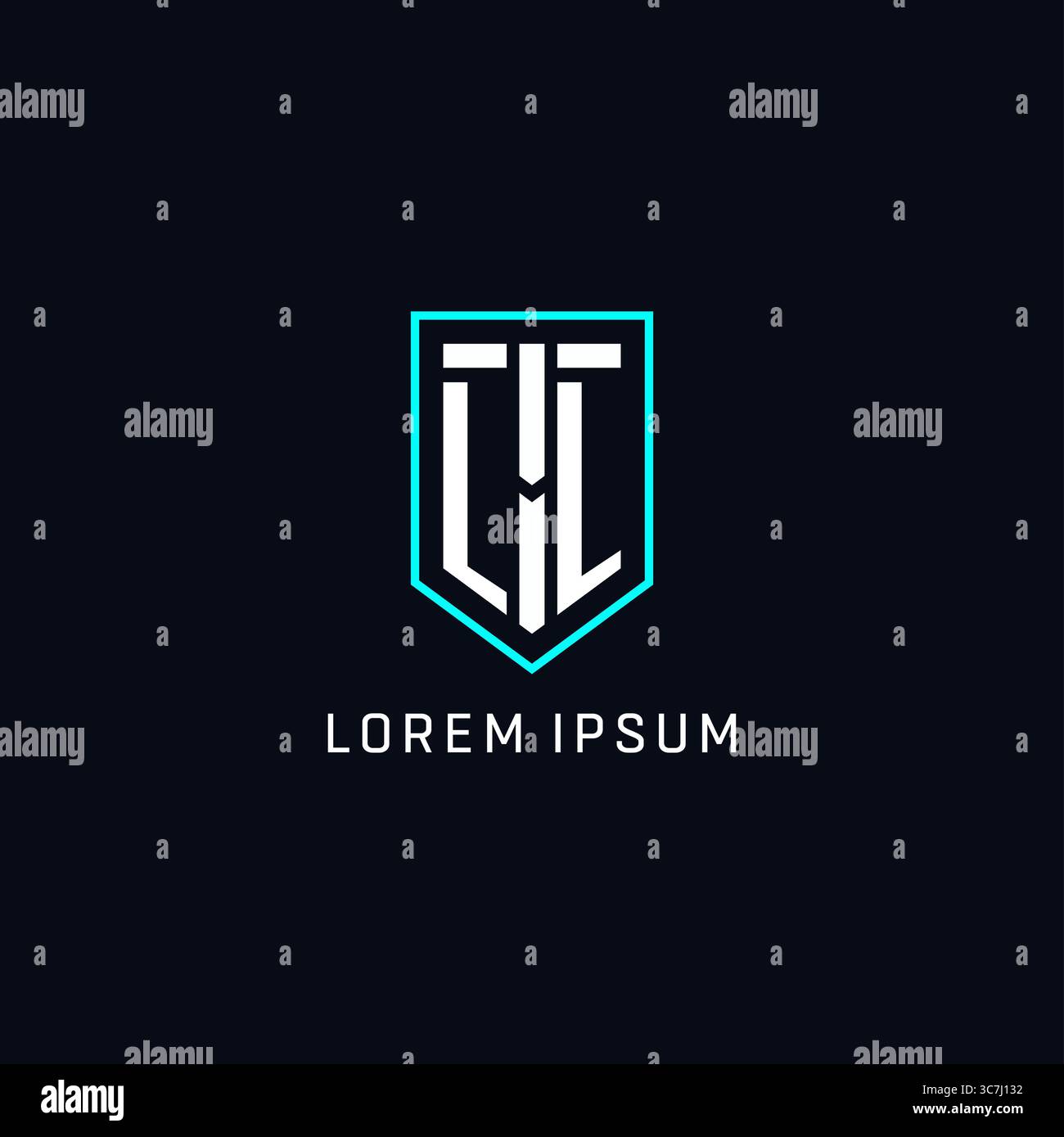 Monogram LL logo shield shape geometric style with simple creative initial logo design vector graphic Stock Vector