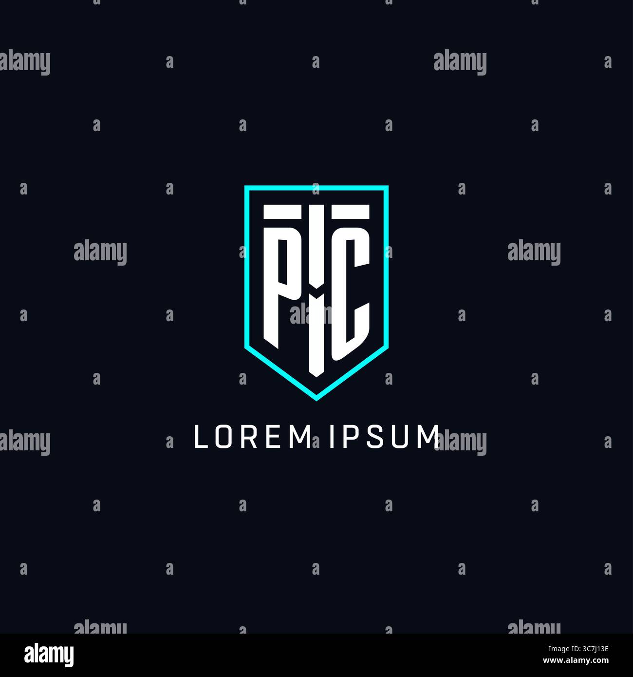 Monogram PC logo shield shape geometric style with simple creative initial logo design vector graphic Stock Vector