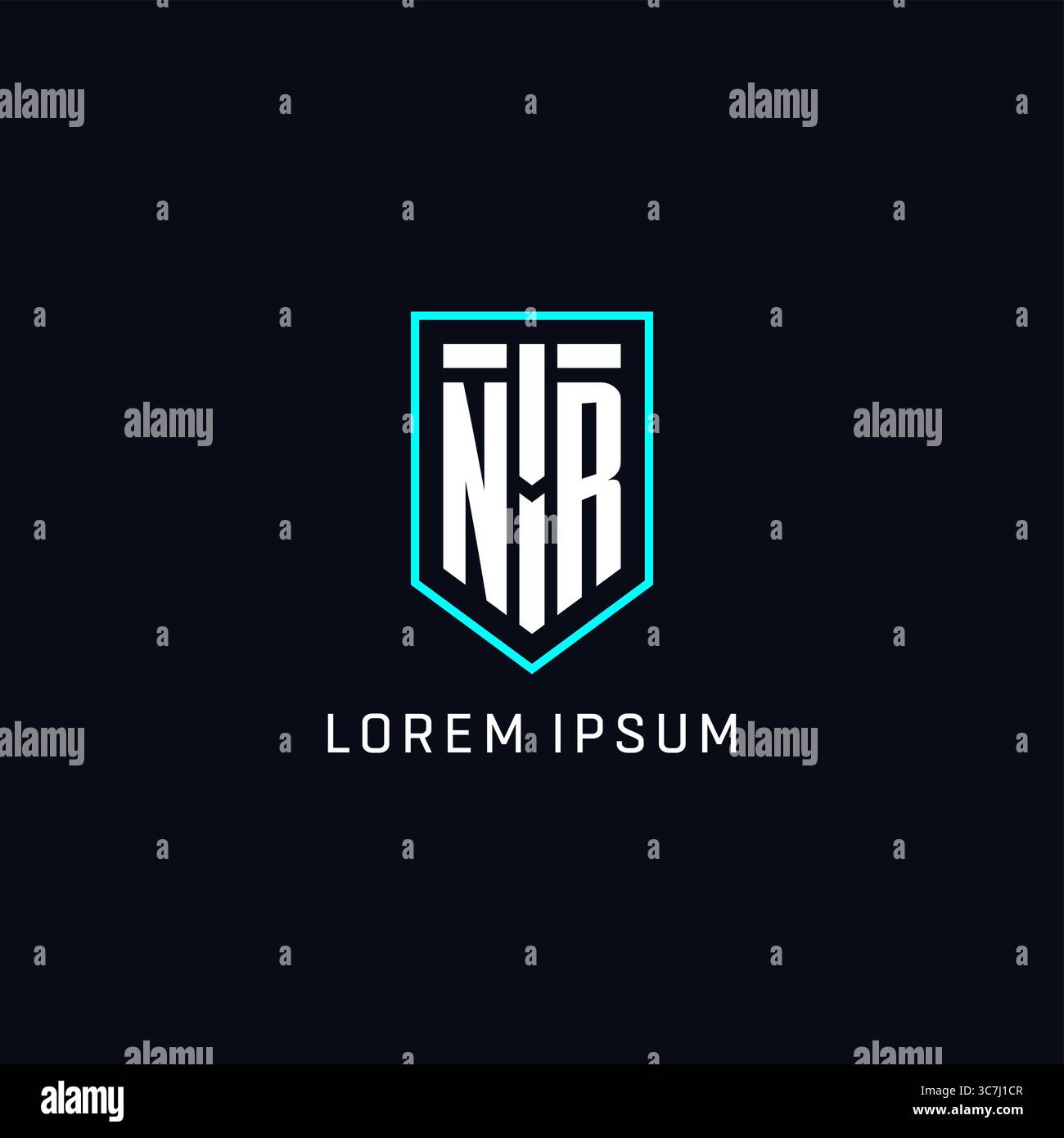 Monogram NR logo shield shape geometric style with simple creative initial logo design vector graphic Stock Vector