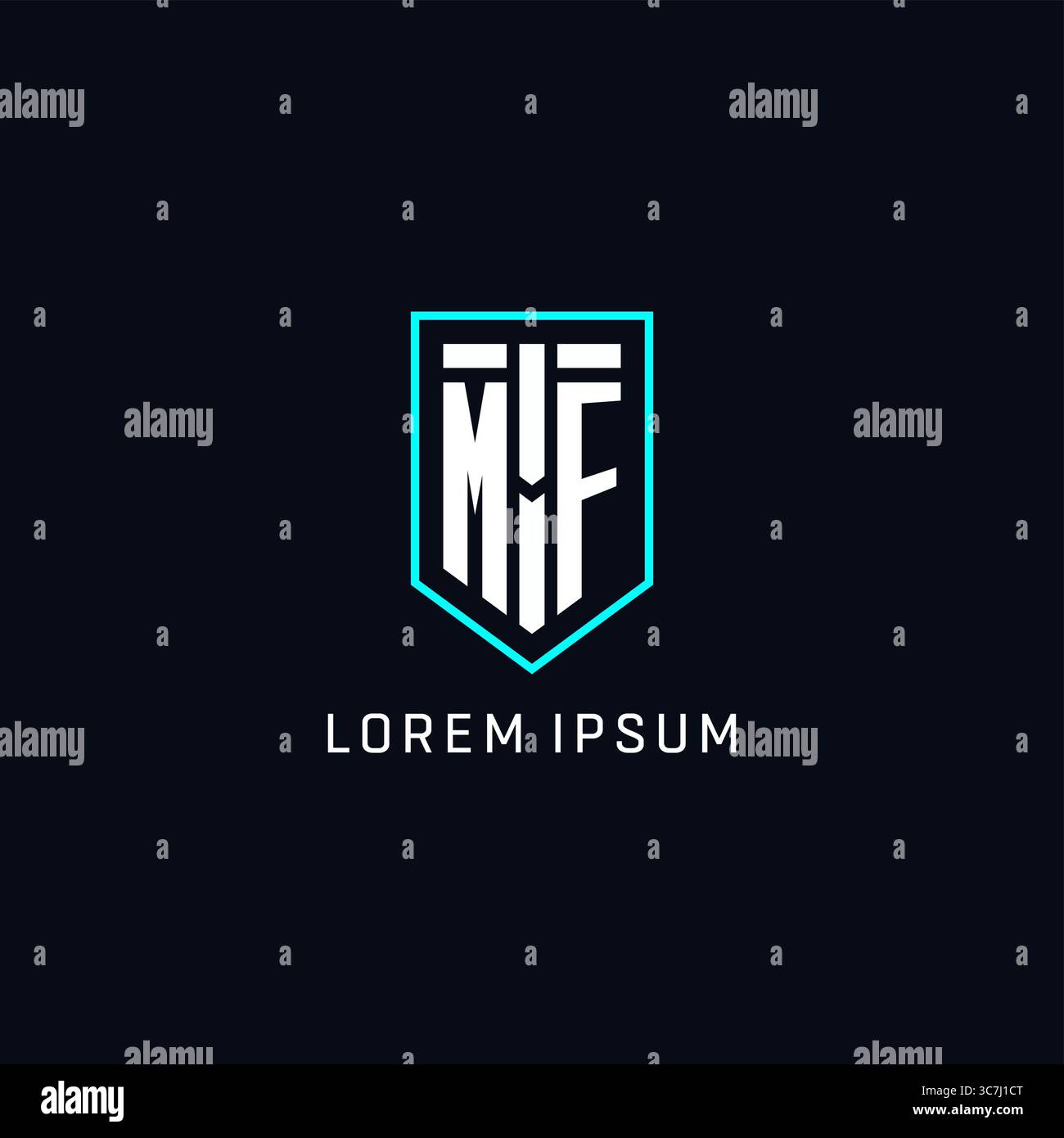 Monogram MF logo shield shape geometric style with simple creative initial logo design vector graphic Stock Vector