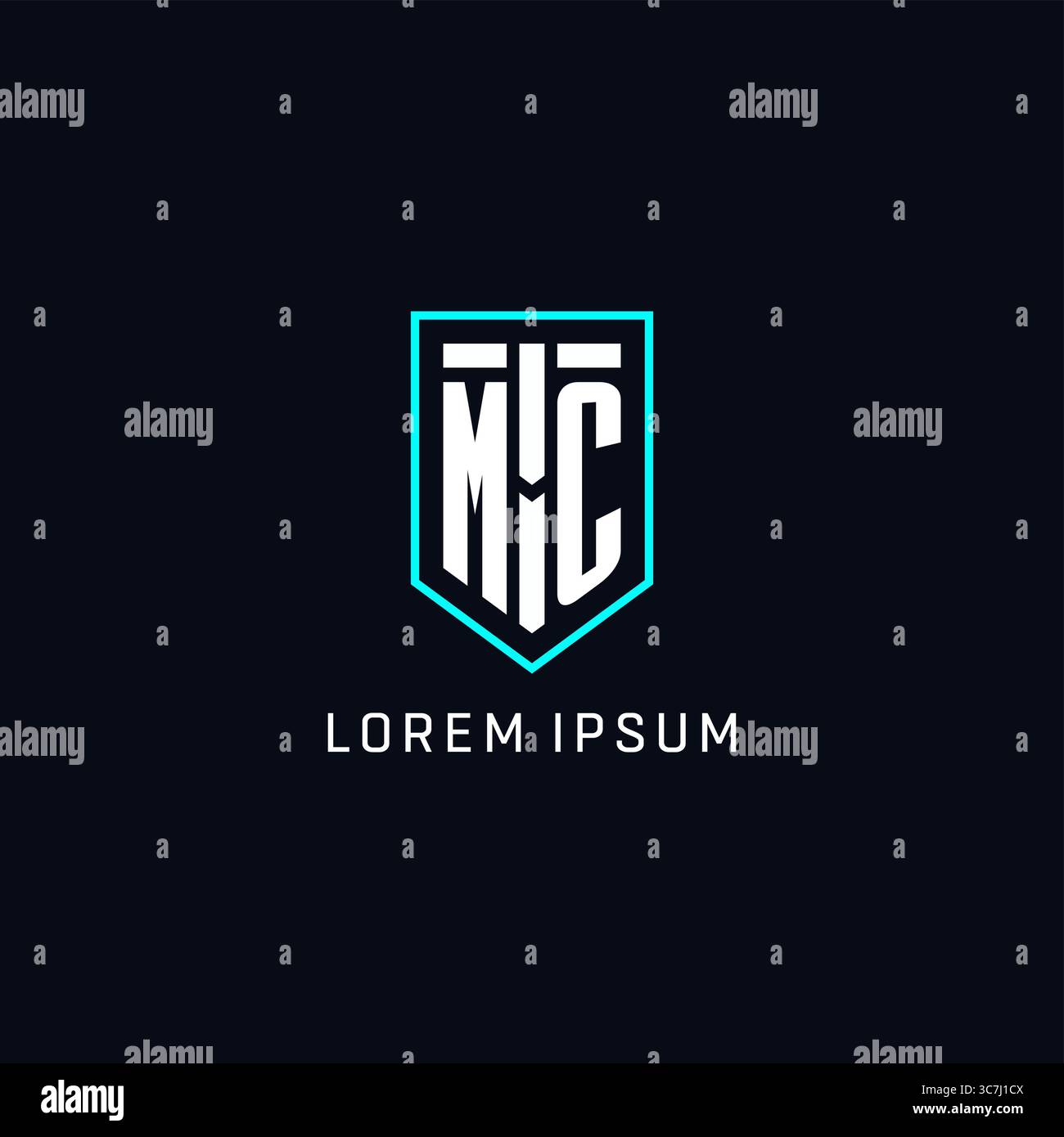 Monogram MC logo shield shape geometric style with simple creative initial logo design vector graphic Stock Vector