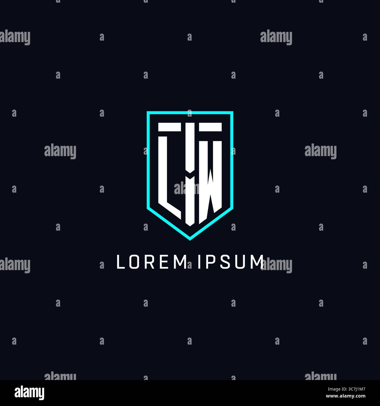 Monogram LW logo shield shape geometric style with simple creative initial logo design vector graphic Stock Vector