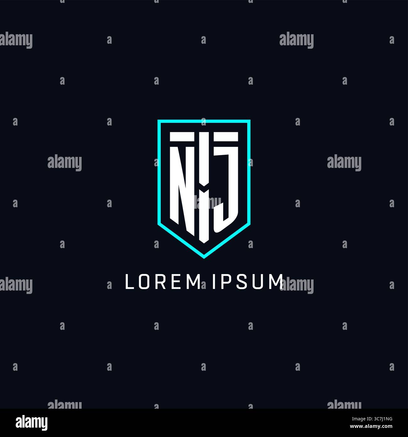 Monogram NJ logo shield shape geometric style with simple creative initial logo design vector graphic Stock Vector