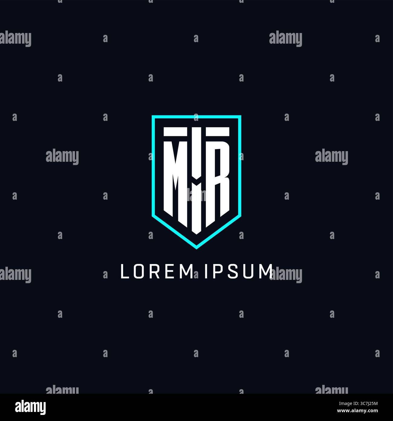 Monogram MR logo shield shape geometric style with simple creative initial logo design vector graphic Stock Vector