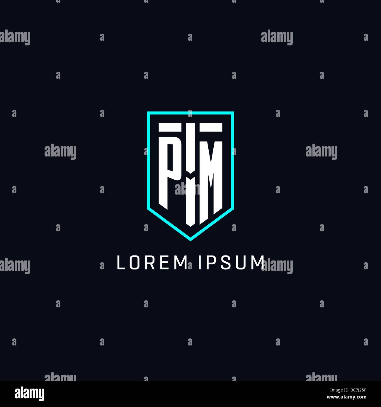 Monogram PM logo shield shape geometric style with simple creative initial logo design vector graphic Stock Vector