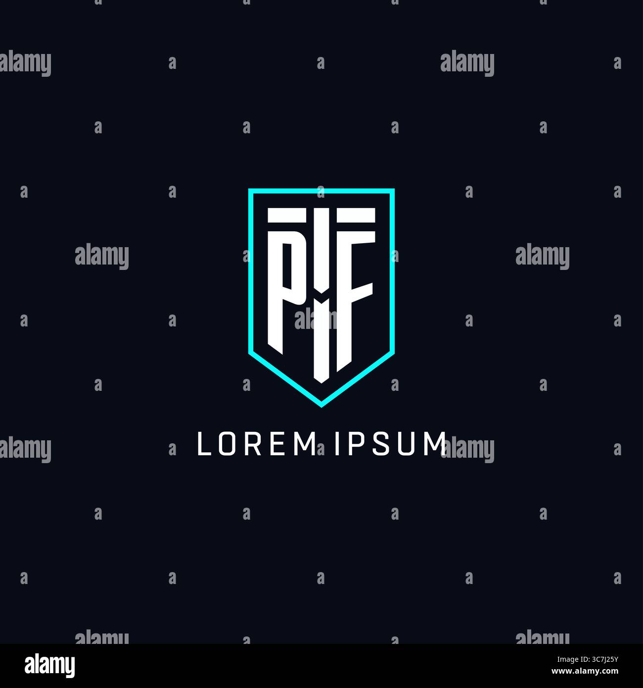 Monogram PF logo shield shape geometric style with simple creative initial logo design vector graphic Stock Vector