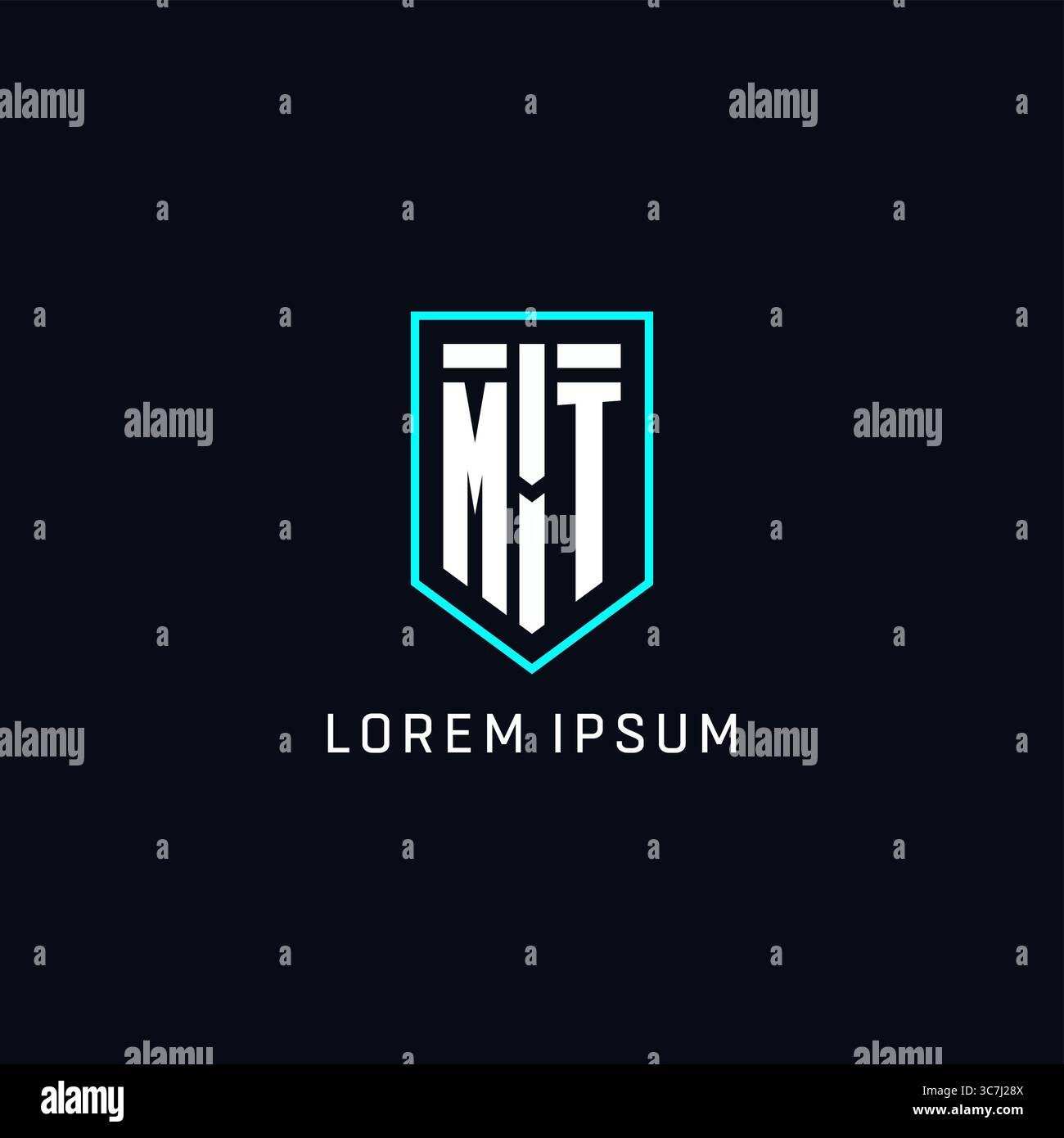 Monogram MT logo shield shape geometric style with simple creative initial logo design vector graphic Stock Vector