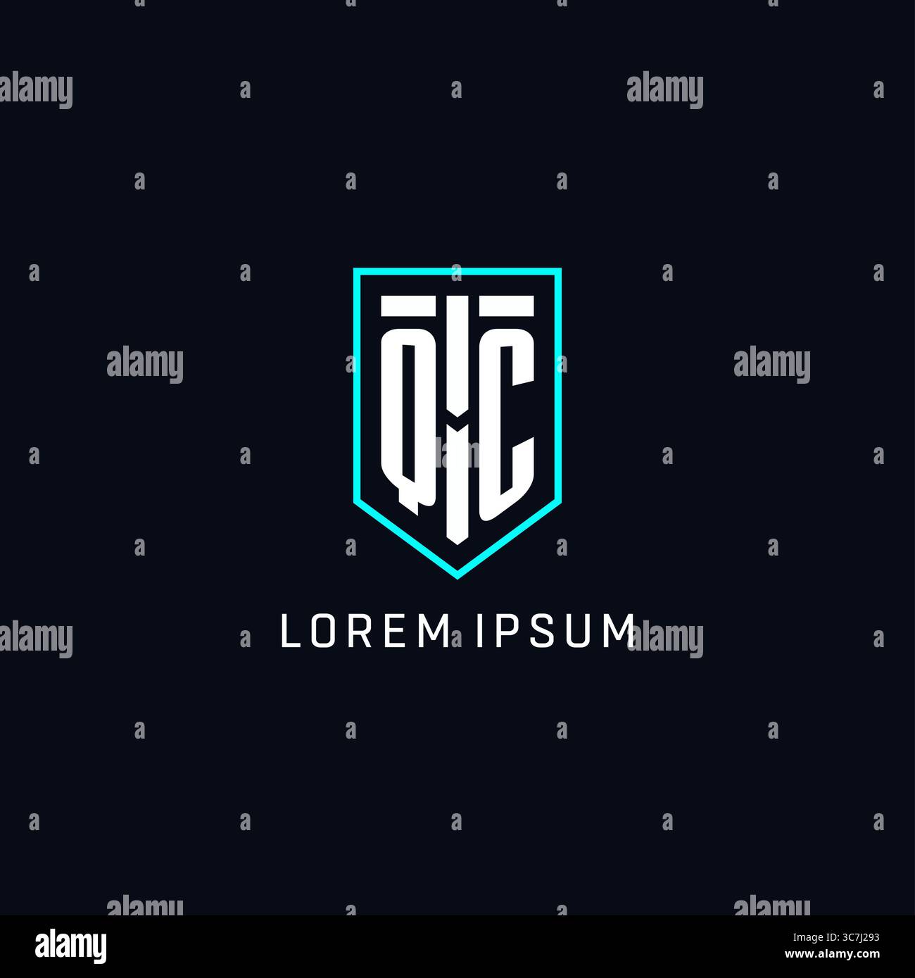 Monogram QC logo shield shape geometric style with simple creative initial logo design vector graphic Stock Vector