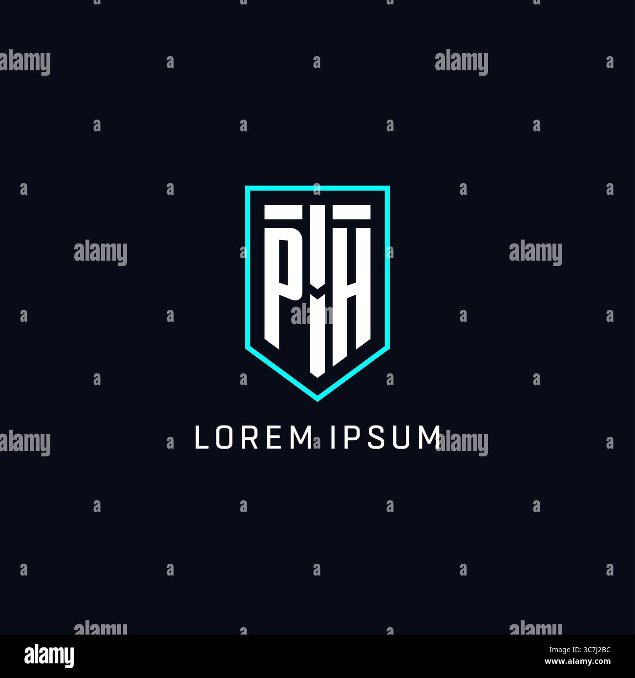 Monogram PH logo shield shape geometric style with simple creative initial logo design vector graphic Stock Vector